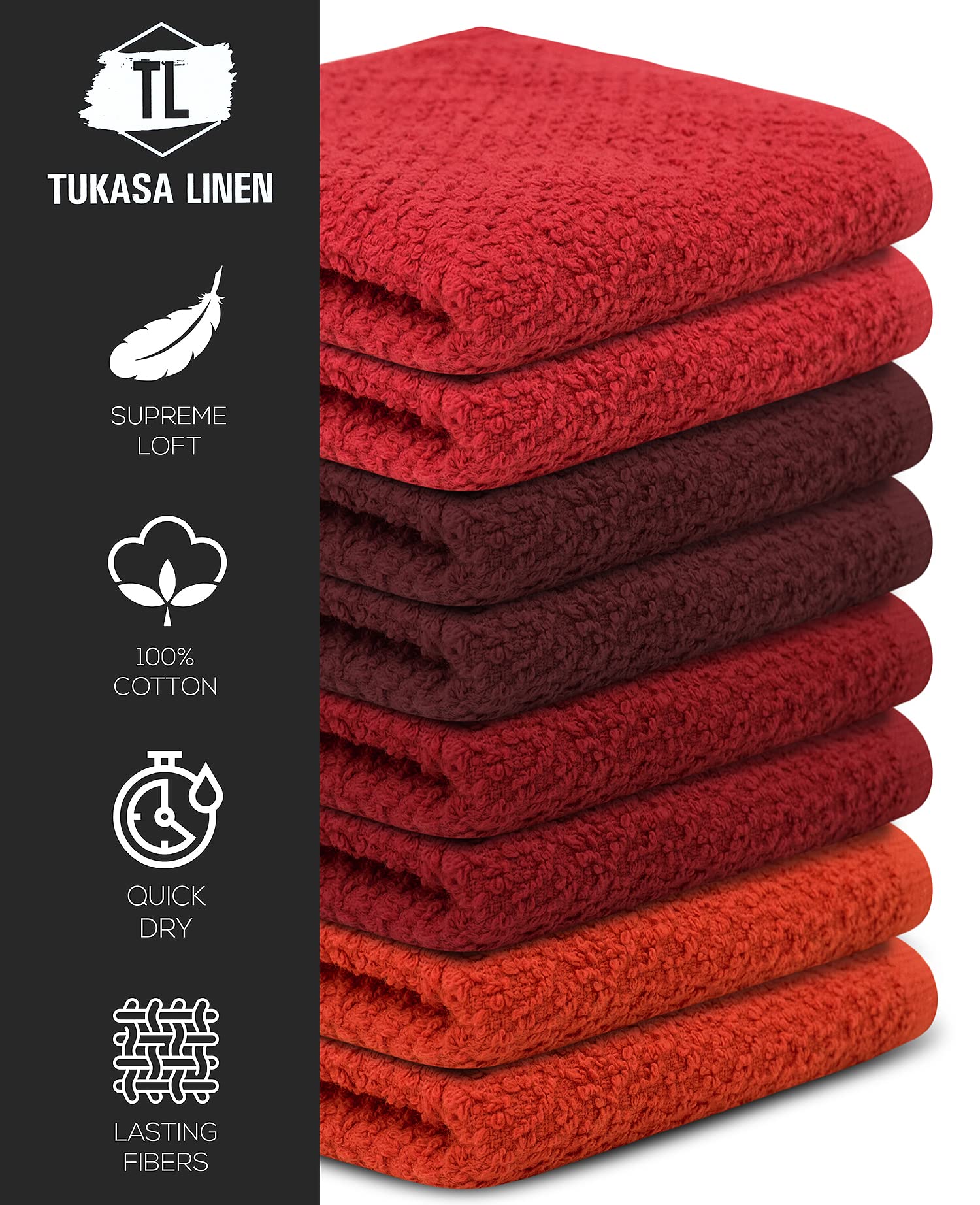 Tukasa Linens 16 Pack Cotton Washcloths For Body And Face, 12X12 Inches, Pack Of 16, Multipurpose And Lightweight Wash Clothes F