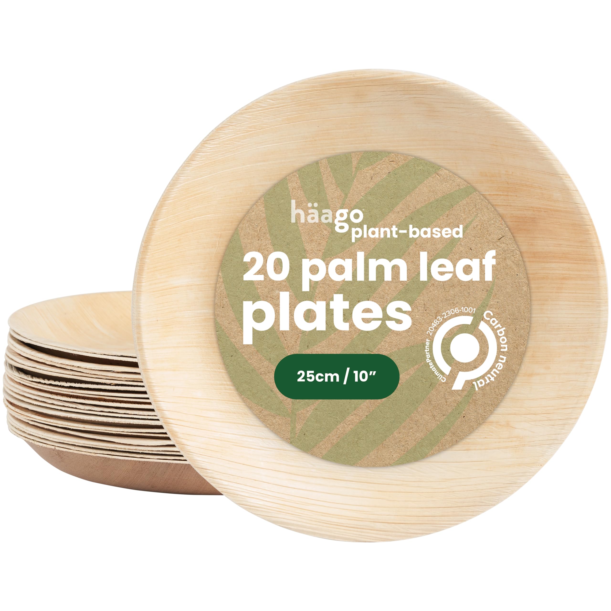 Pack Palm Leaf Plates Biodegradable, Disposable, Eco-Friendly Picnic & Outdoor Tableware, Microwave Safe (10'' Round)