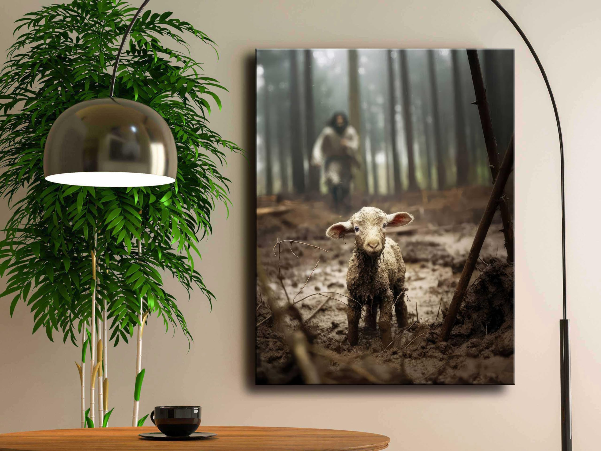 Jesus And Lamb Canvas Wall Art Jesus Running After Lost Lamb Picture Wall Art Canvas Print Christian Lamb Of God Home Decor Jesu