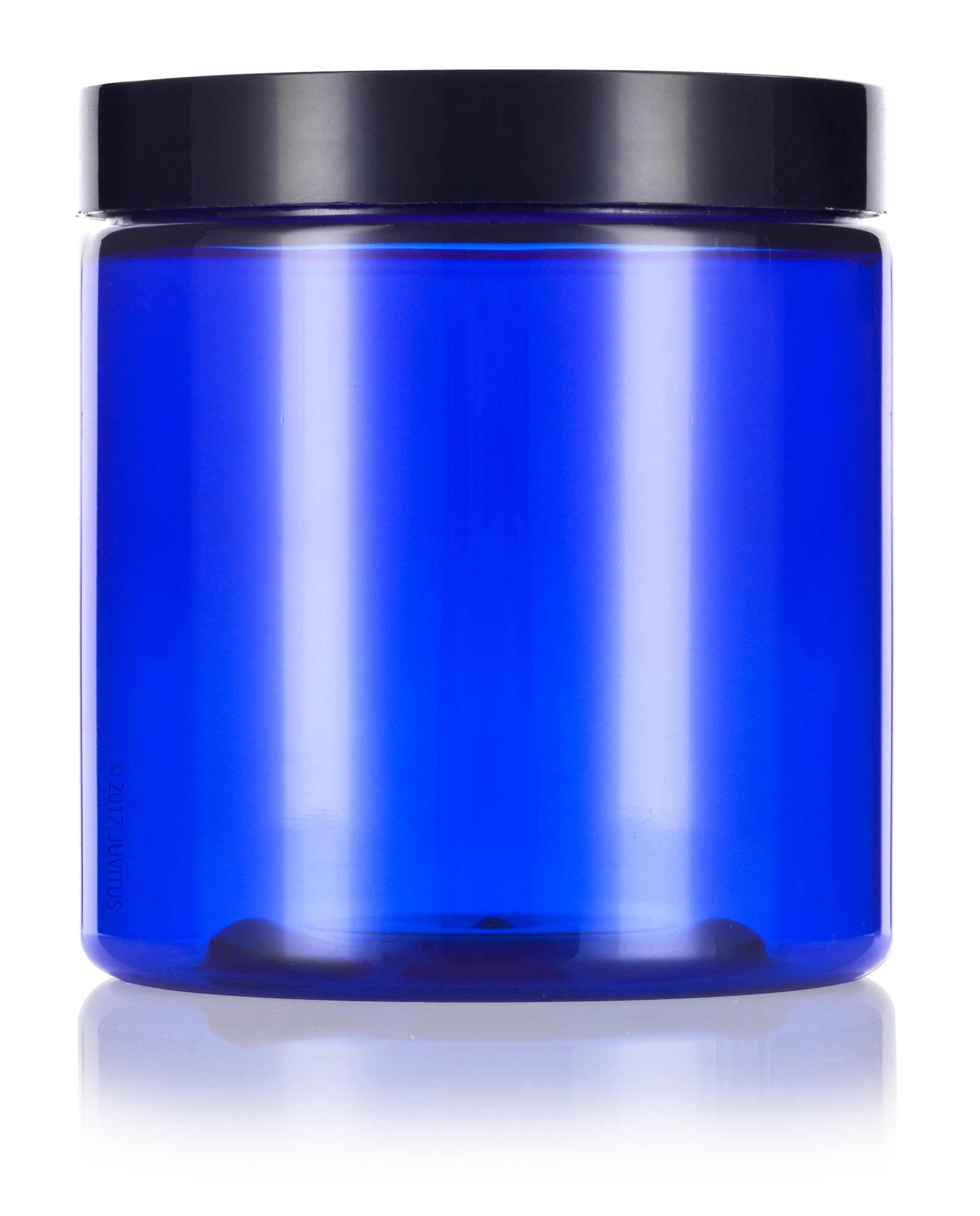 JUVITUS Cobalt Blue 8 oz / 250 ml PET (BPA Free) Plastic Jar (6 pack)