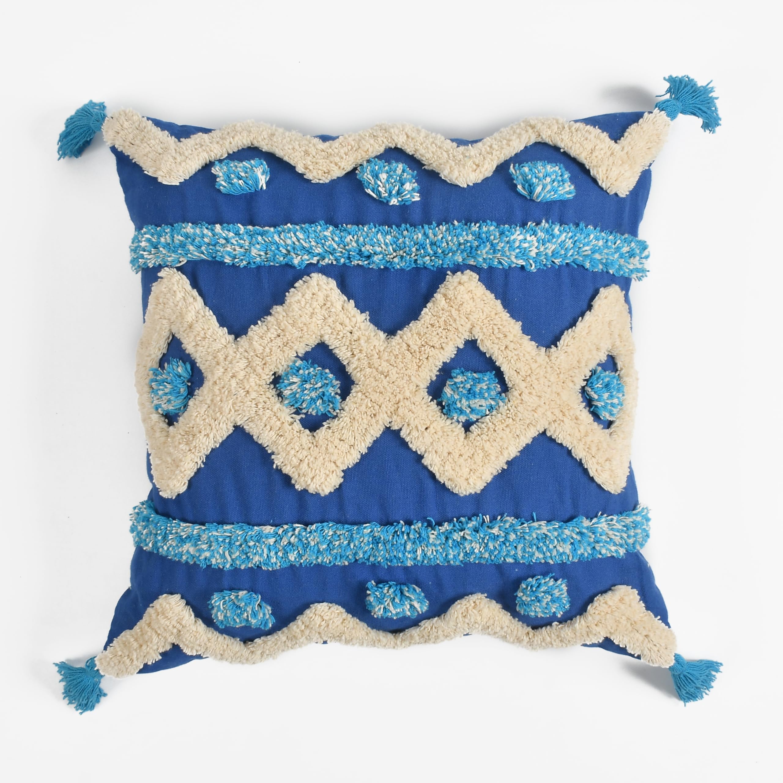 Wisdom Decor Sofa Cushion Cover Cotton For Living Room Couch Soft Pillow Covers (Royal Blue, 16 X 16)