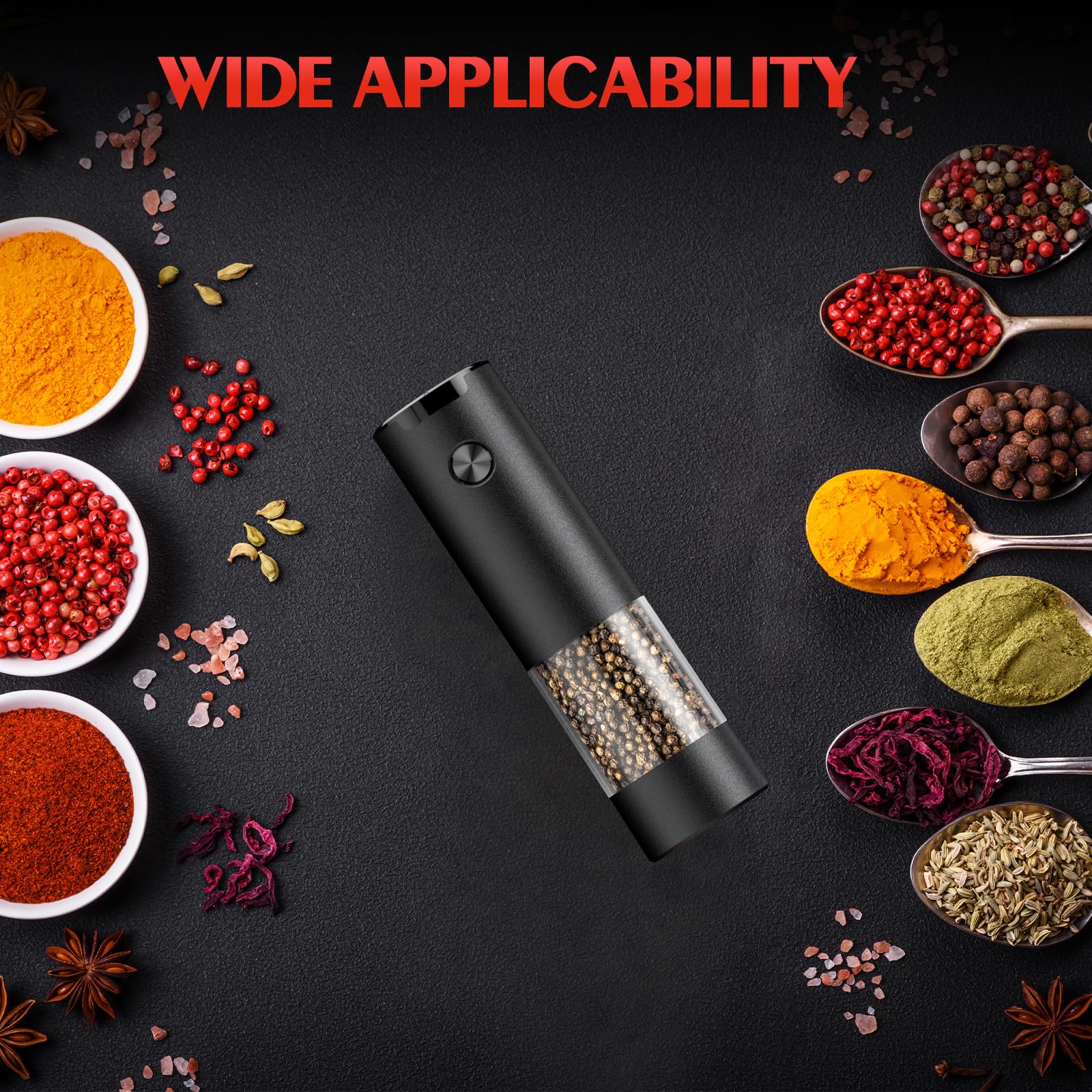 Electric Salt and Pepper Grinder Set Automatic Battery Pepper Mill Shakers Adjustable Coarseness Easy Filling Upgraded Larger Ca