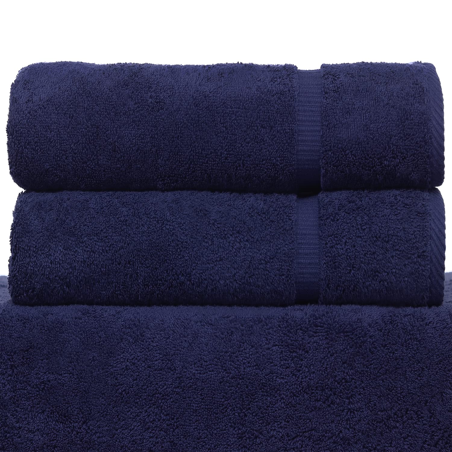 Luxury Hotel & Spa Quality  Quick Dry 100% Turkish Cotton 700 GSM  Eco Friendly Towel  for Bathroom Dobby Border Soft Bath Towel Set 27 X 54 (Navy Blue  Bath Towels - Set of 2)