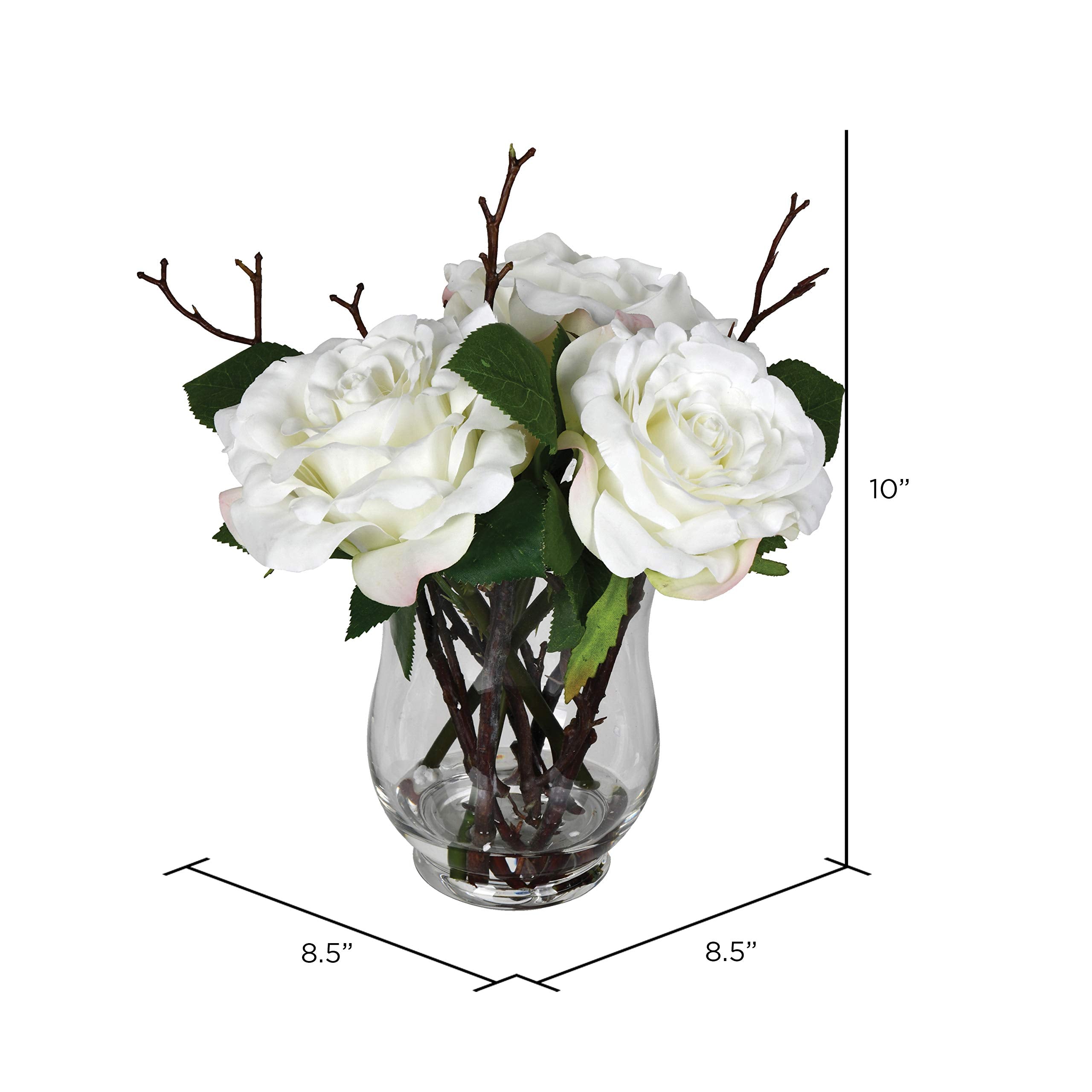 Vickerman 10'' White Rose In Glass Vase - FX190201