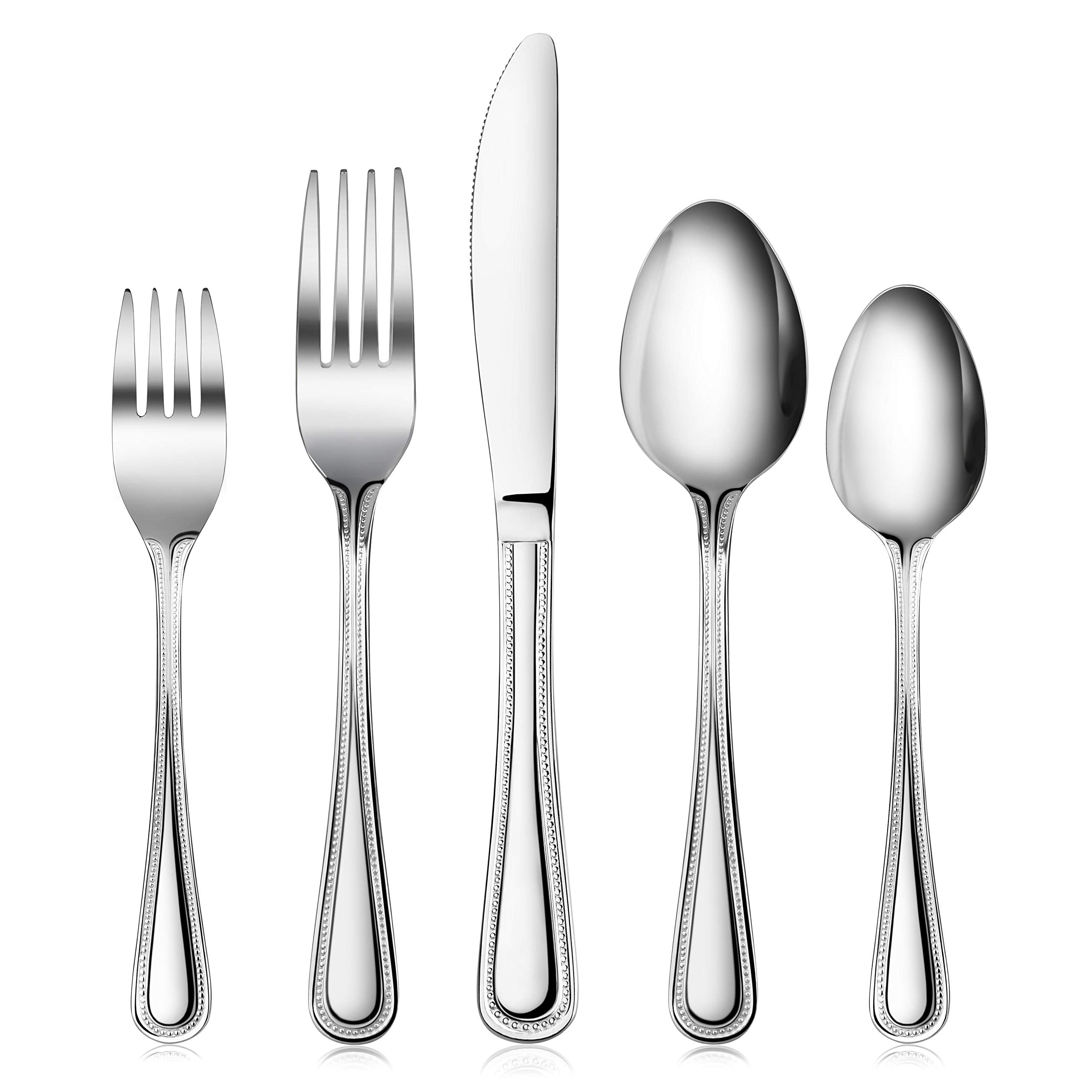 New Star Foodservice 58857 Rose Pattern, 18/0 Stainless Steel, (60 Piece Flatware Set)