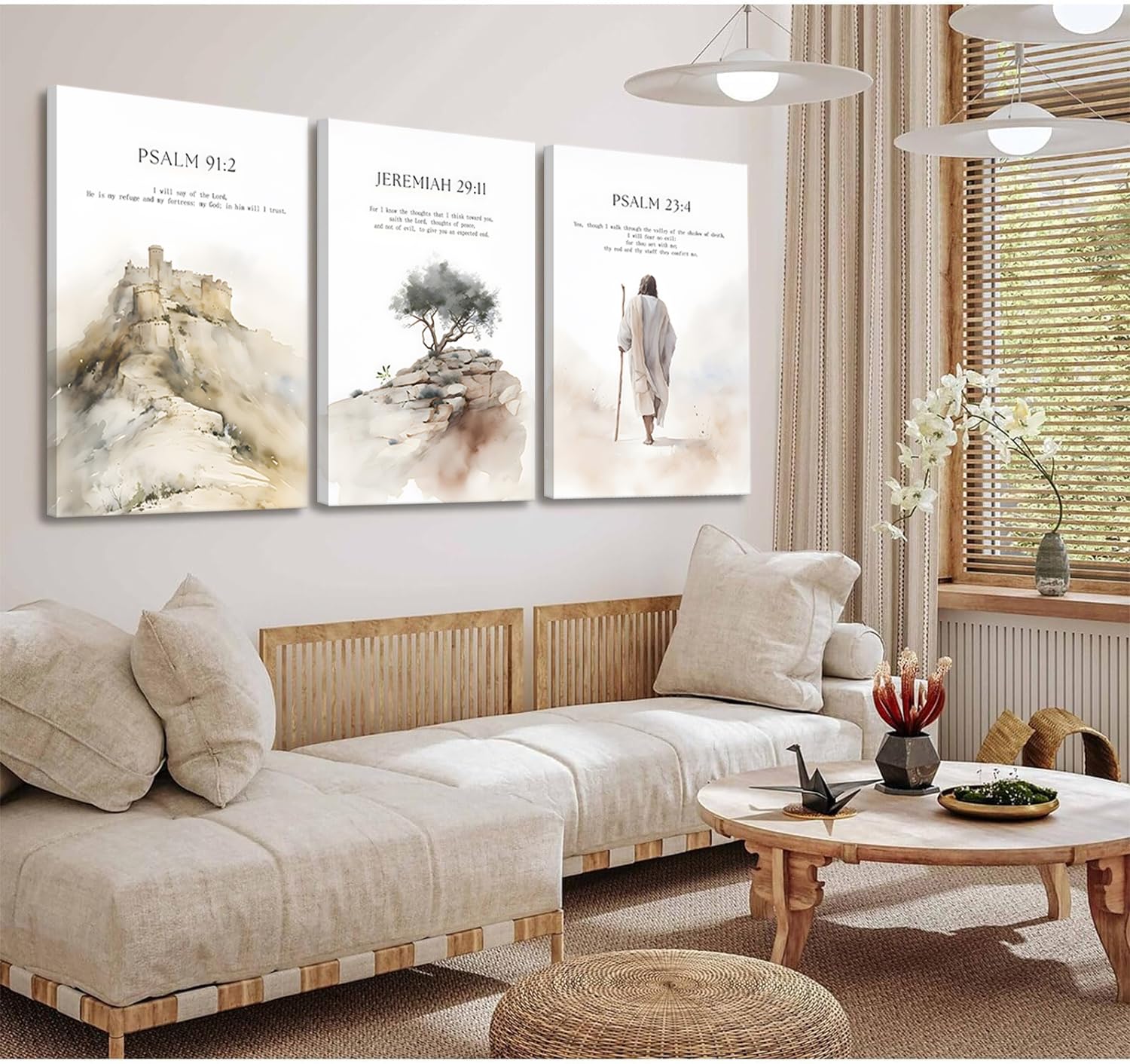 3Pcs Framed Jesus Wall Art Christian Bible Verse Canvas Posters Prints Minimalist Bible Stories Scripture Wall Decor Pictures Re