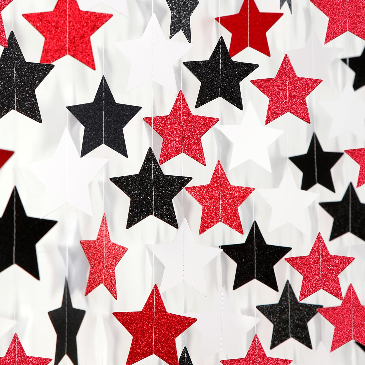 Black White-Red Birthday Party-Decorations Garland - 62Ft Twinkle Little Star Graduation Hanging Streamers Banner,Wedding Baby S