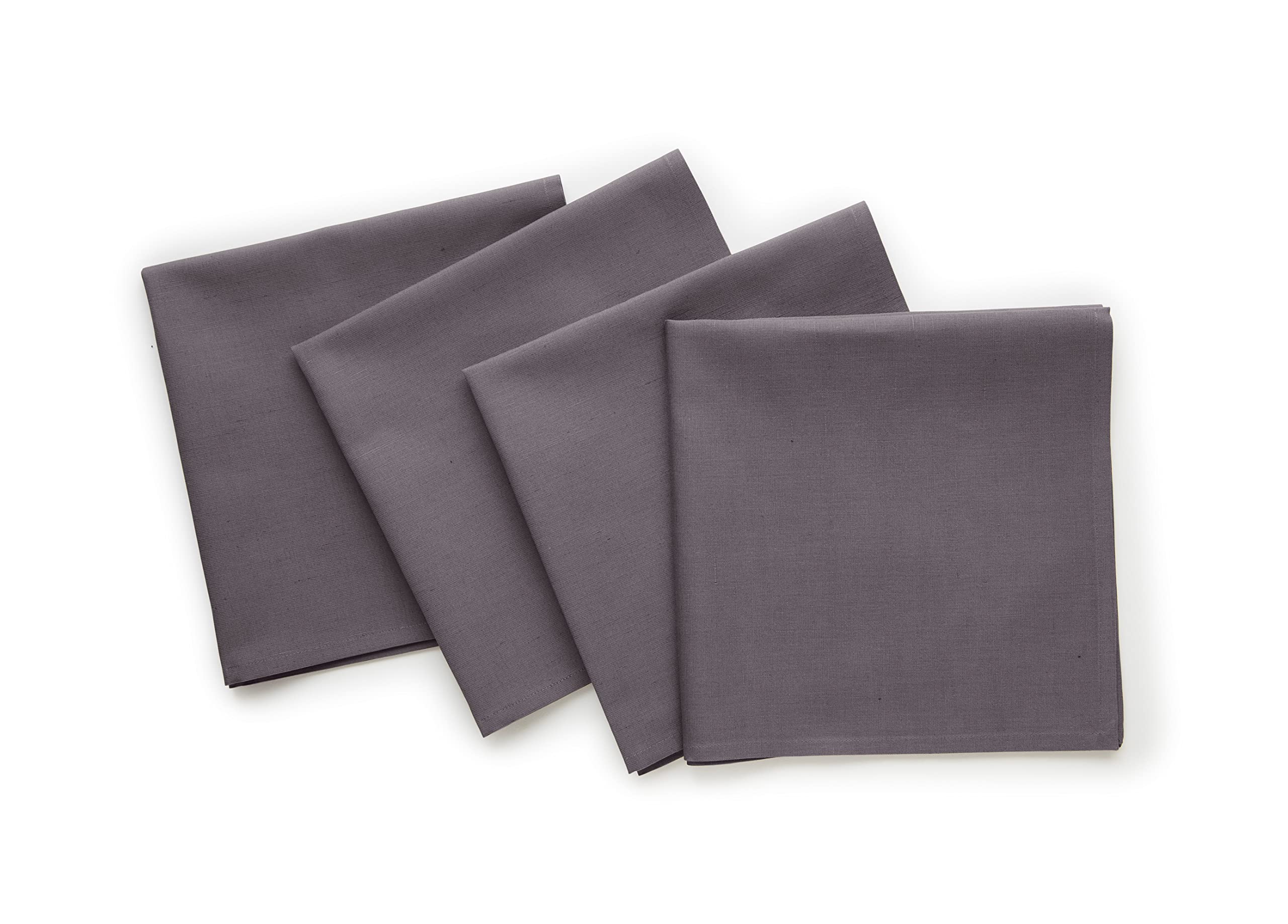 Solino Home Dinner Napkins 20 X 20 Inch - Dru Cotton Linen Grey Cloth Napkins Set Of 4 For Spring, Easter - Handcrafted And Mach