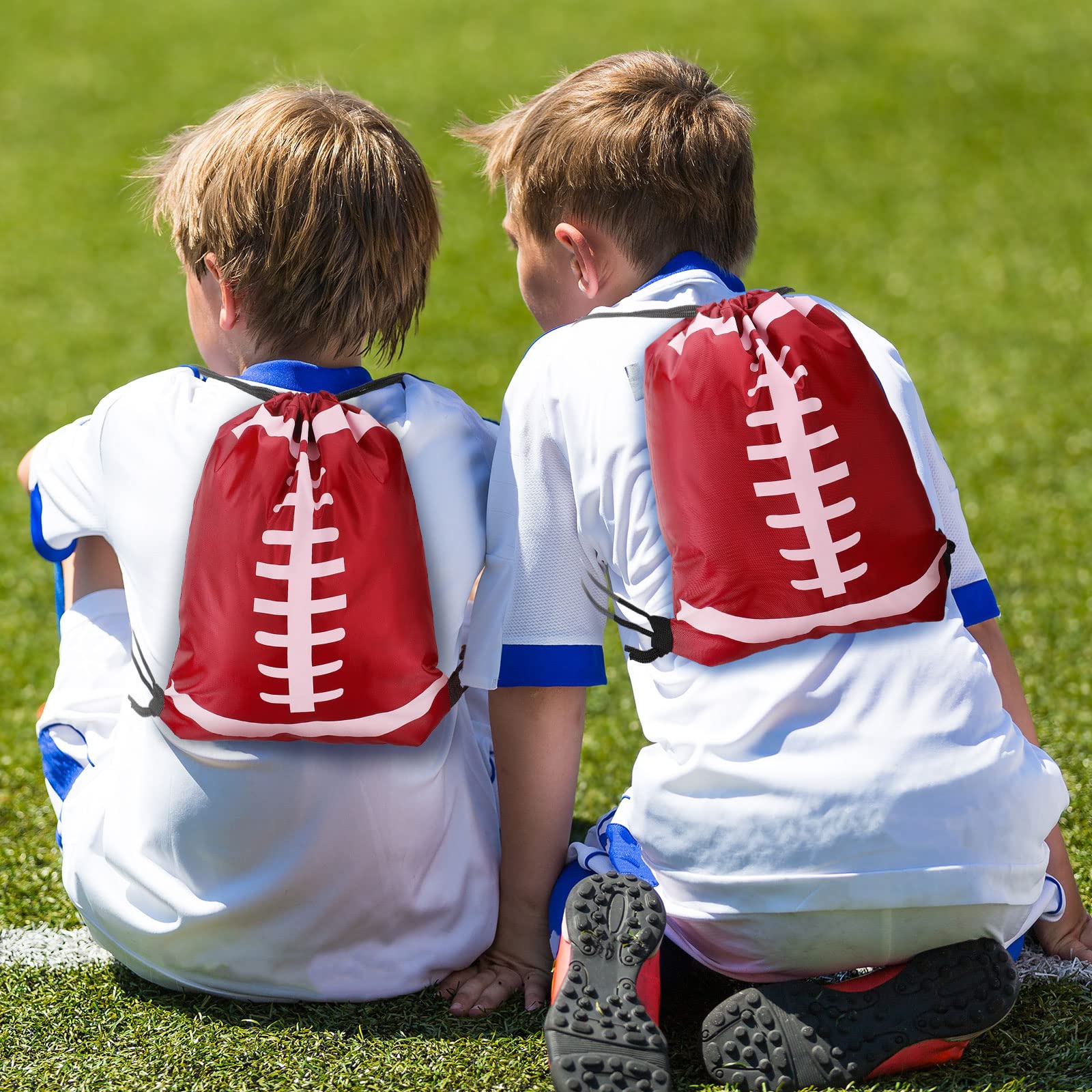 Shappy 12 Pieces Small Sport Drawstring Bags Candy Bag Sport Party Drawstring Goodie Favor Supplies Gifts(Football,10 X 12 Inch)