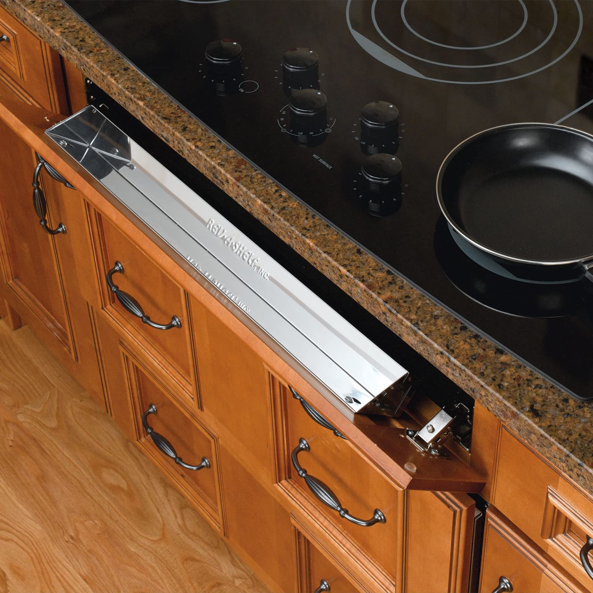 Rev-A-Shelf Tip-Out Accessory Organizer Tray For Kitchen, Laundry Rooms, Or Vanity Cabinets, 24 Inch Stainless Steel Slim, Silve
