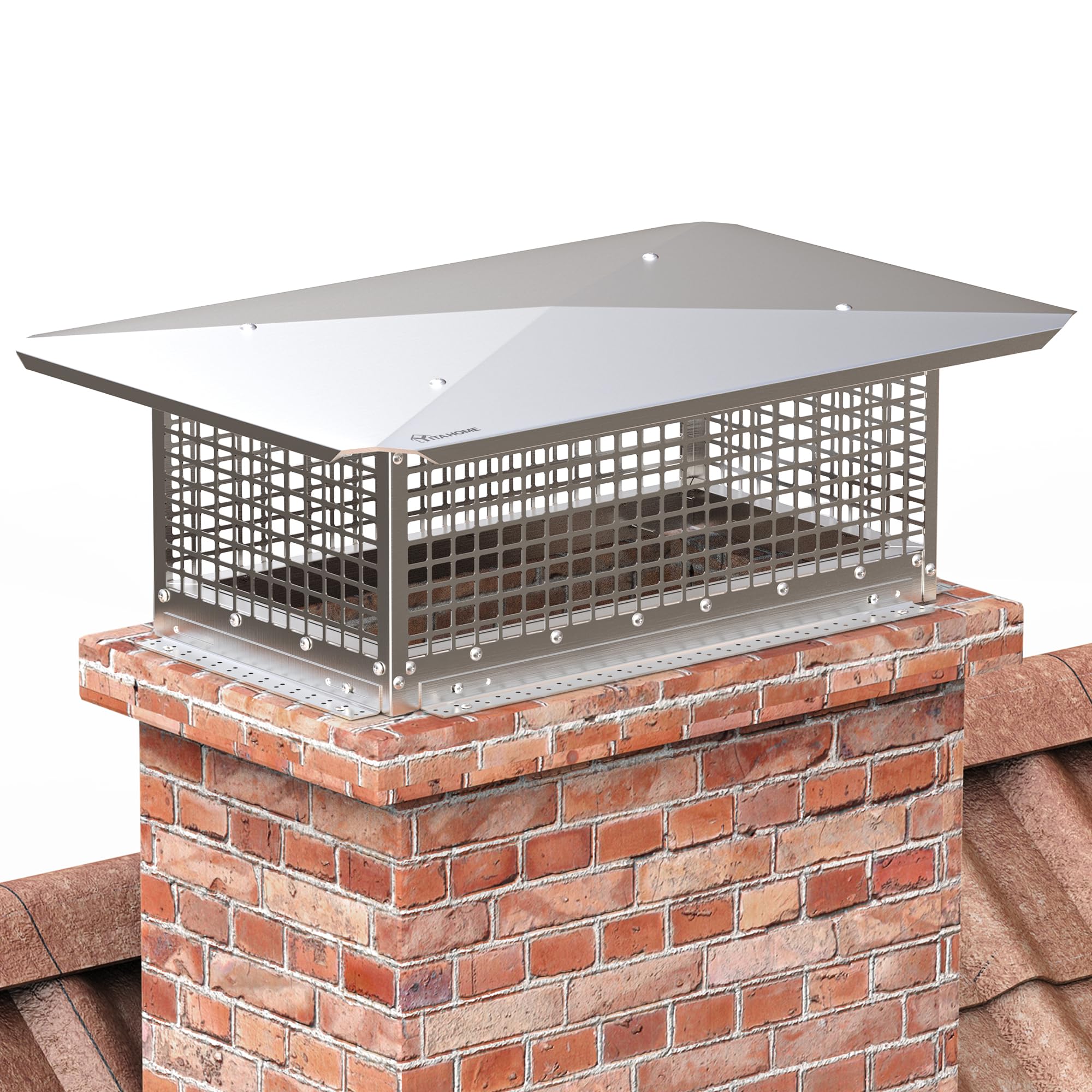 Yitahome Chimney Cap, 13'' X 24'' Chimney Cover For Outside, 304 Stainless Steel Fireplace Chimney Caps With Adjustable Metal St