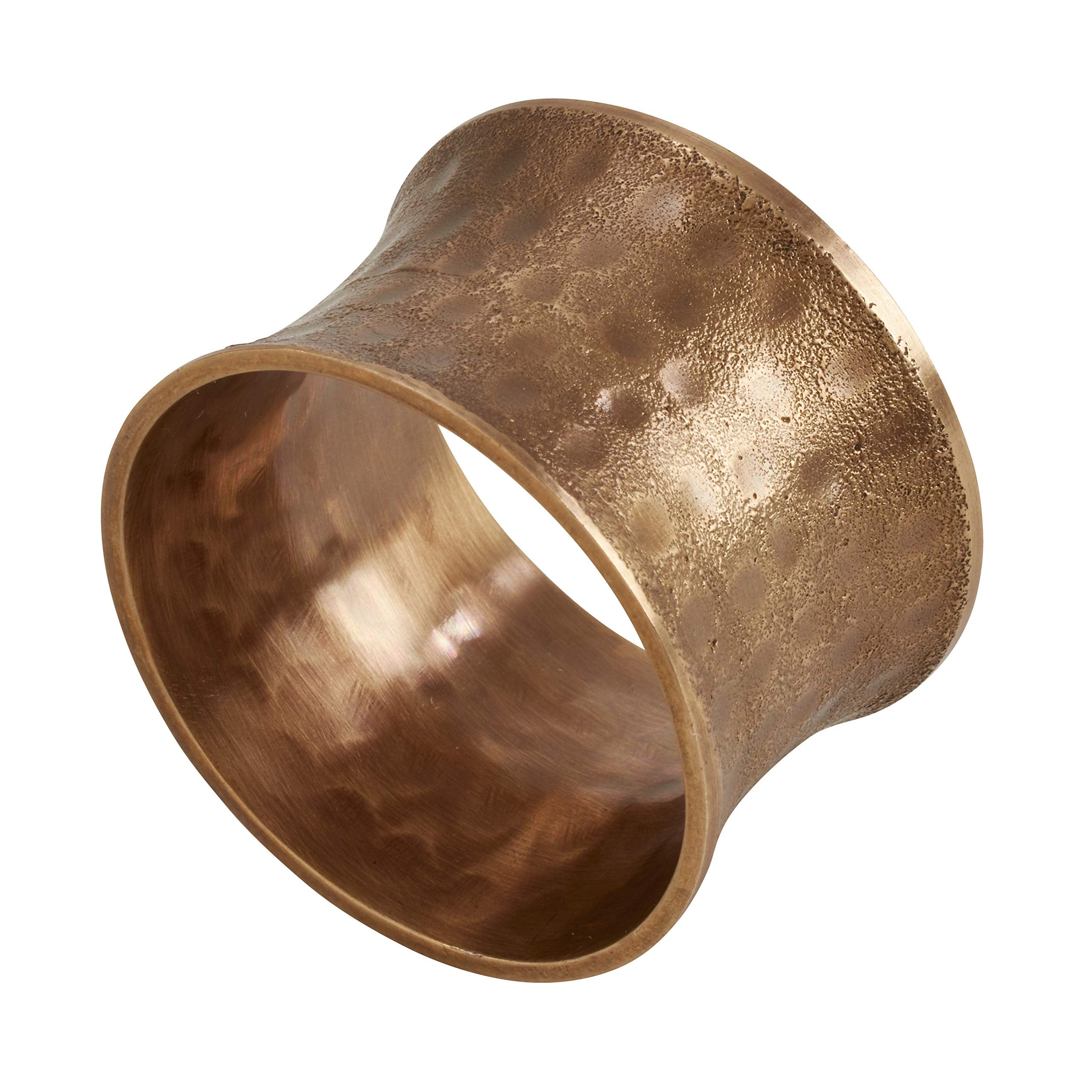 'Saro Lifestyle Collection Hammered Napkin Rings (Set Of 4), Diameter: 1.75'', 1.25''H, Dark Gold'' (Nr988.Dg)