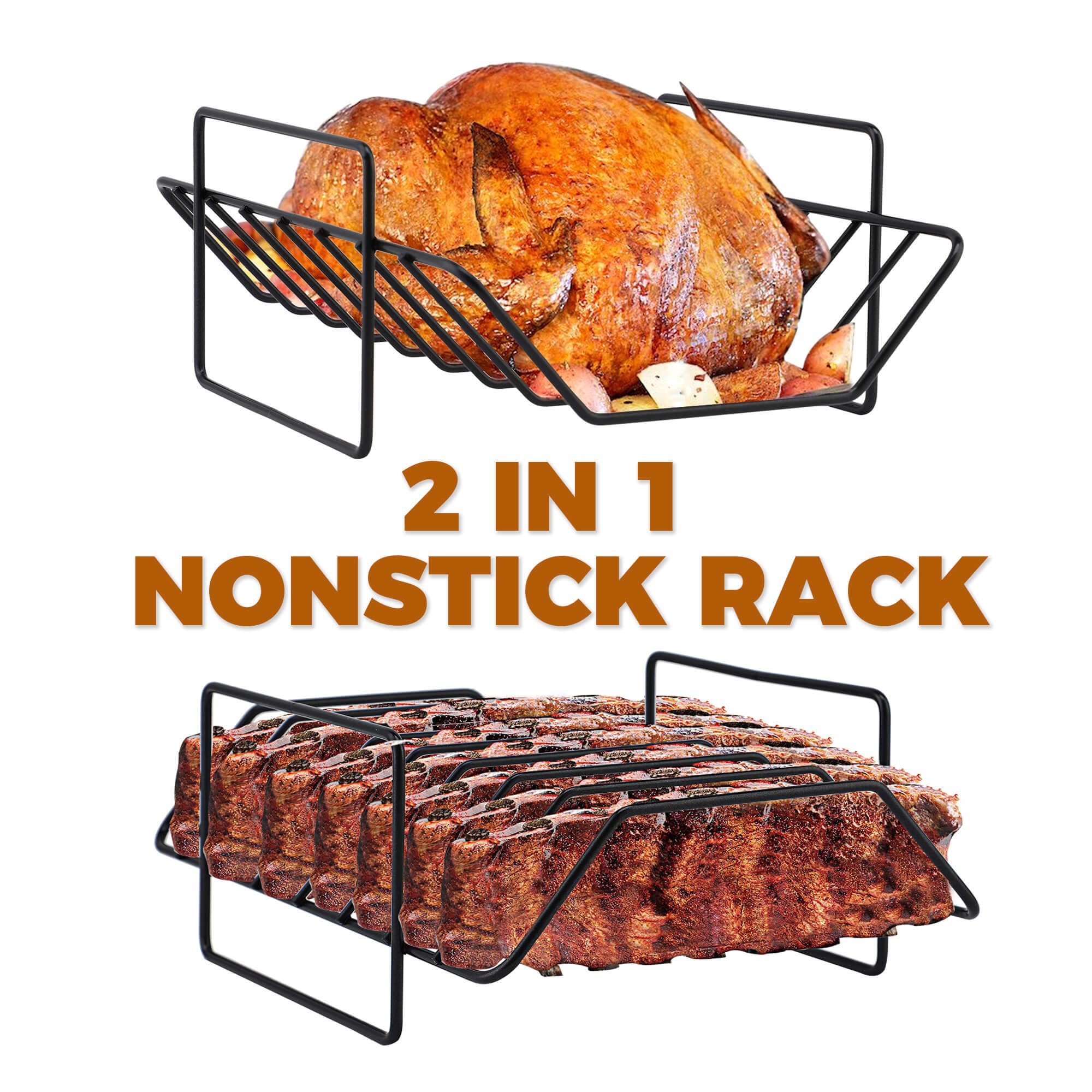 Turkey Roasting Pan With Nonstick Rack: Large 16 X 12 Inch Stainless Steel Turkey Roast Pan Set Rectangular Roaster - Perfect Fo