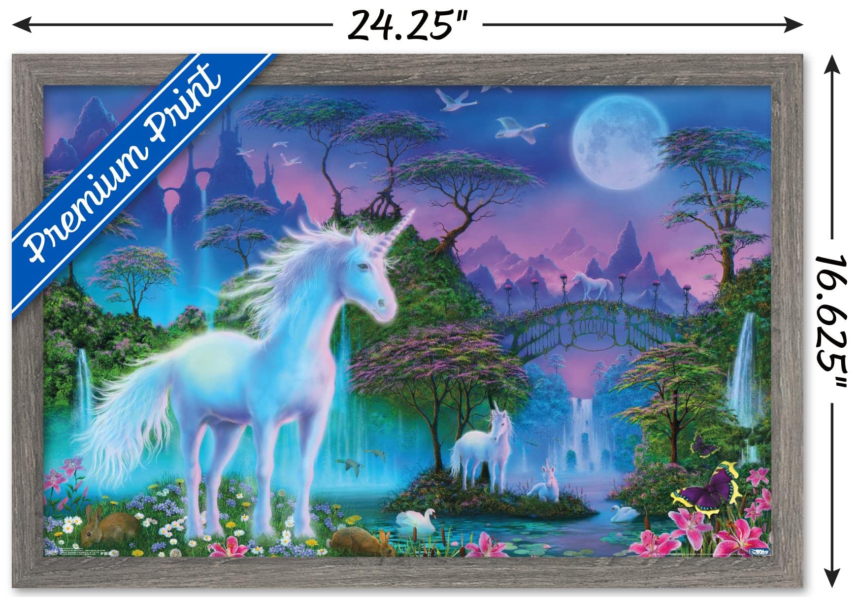 Trends International Unicorn Meadow Wall Poster, 14.725'' X 22.375'', Barnwood Framed Version