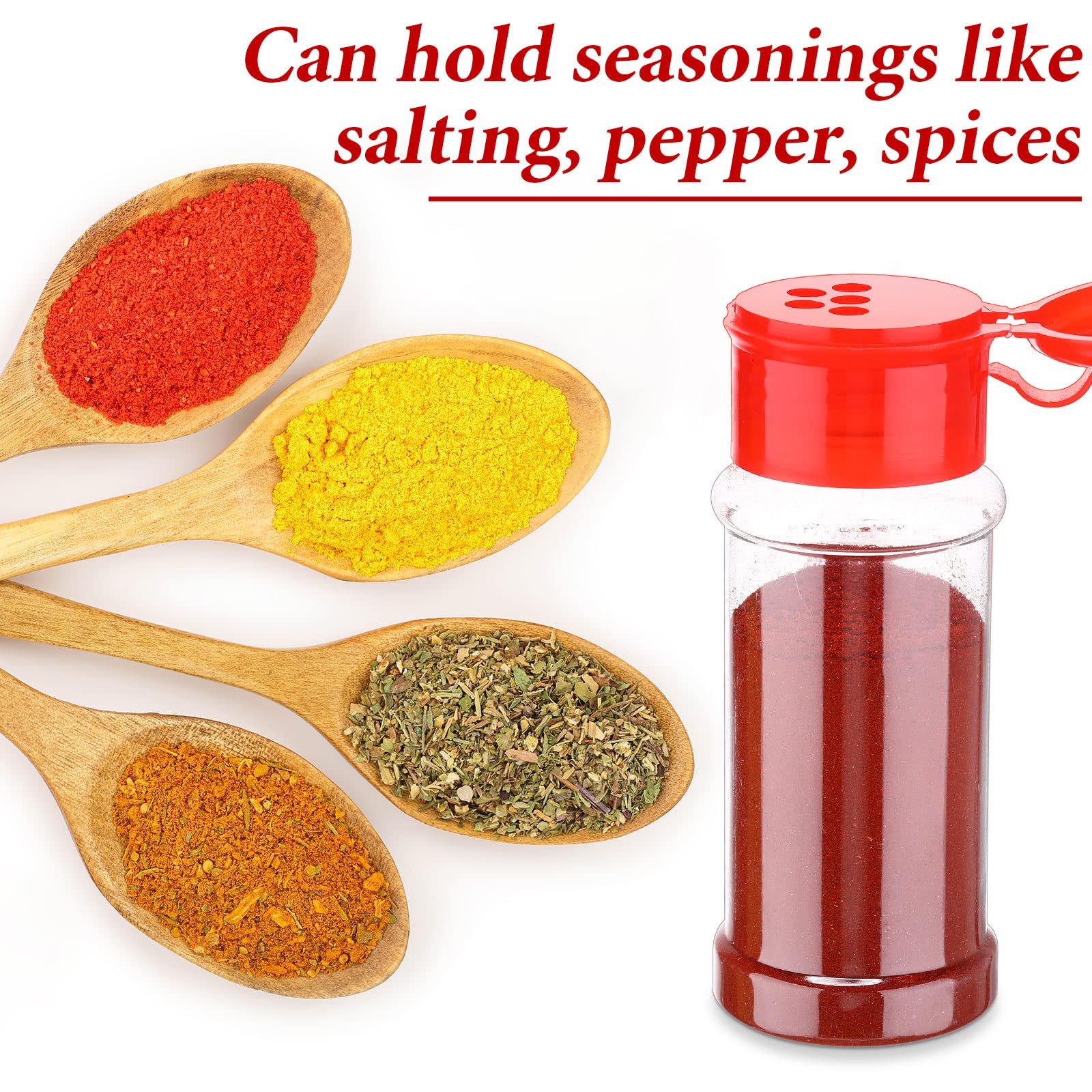 50 Pcs Plastic Spice Jars Spice Bottles Seasoning Jars Spice Shaker Plastic Jars 3.3Fl Oz/100Ml Seasoning Shaker With Red Shaker