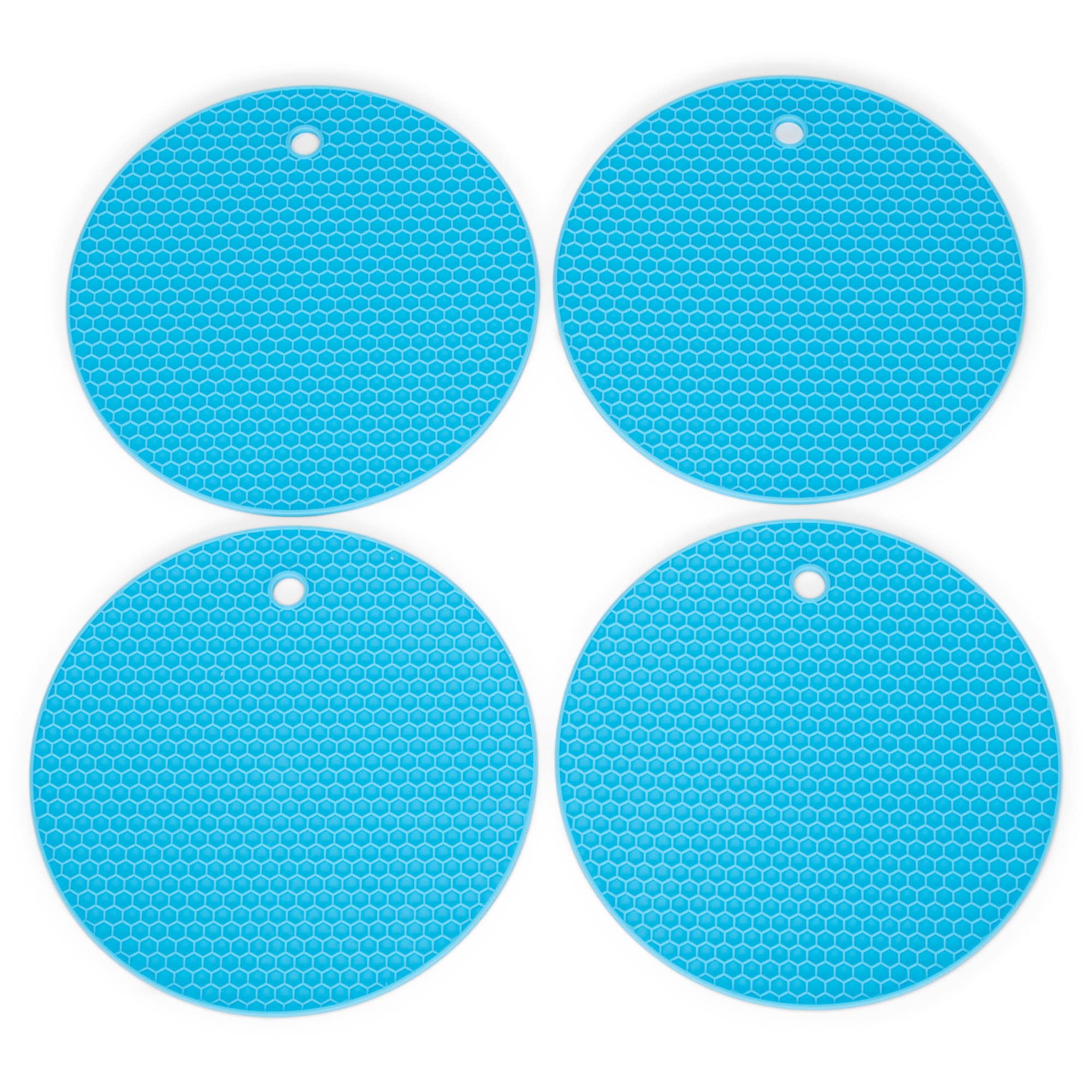Nat & Jules Honeycomb Pattern 7 Inch Silicone Round Kitchen Hot Pad Trivets Set Of 4, Orange