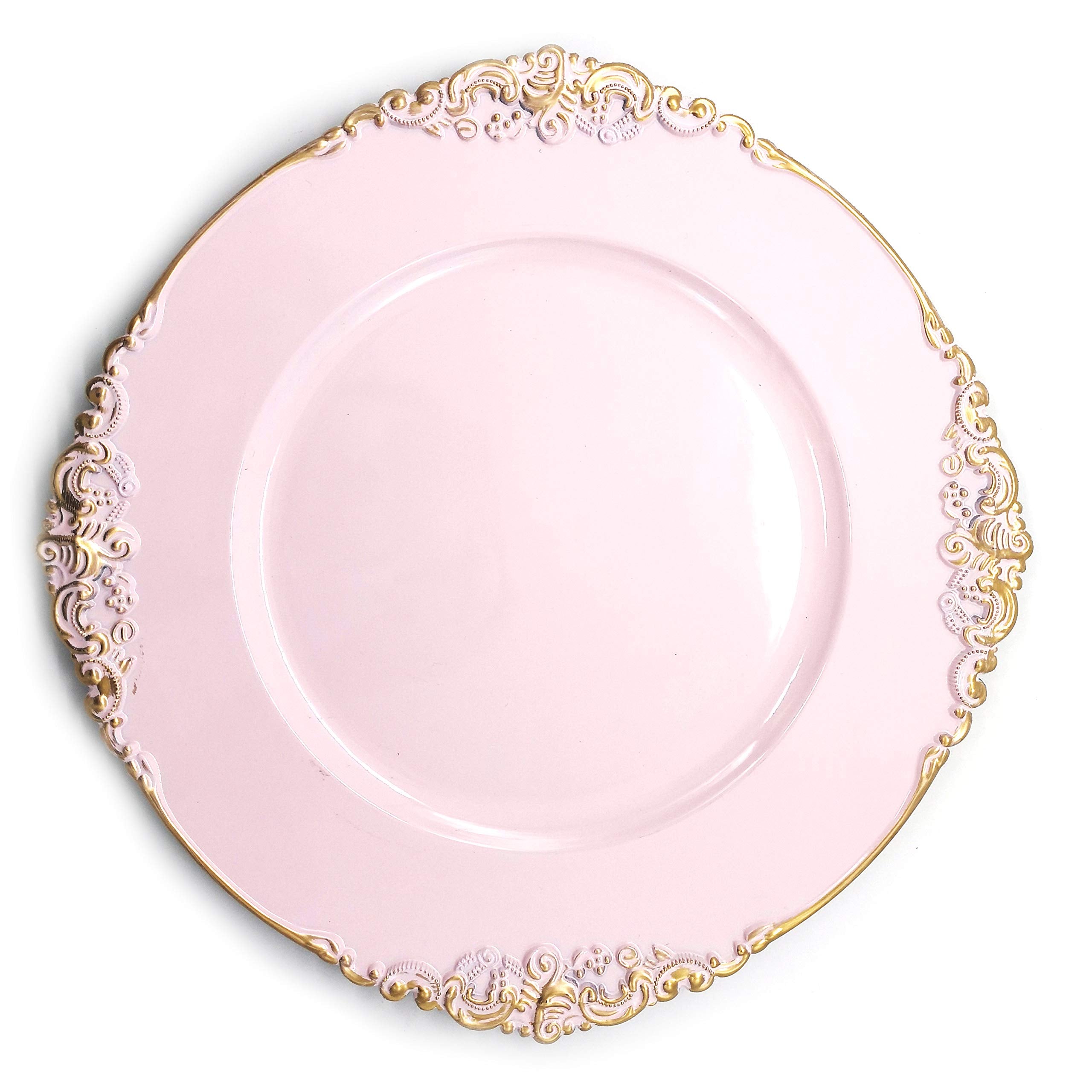 Allgala 13-Inch 6-Pack Heavy Quality Round Charger Plates-Floral Pink-Hd80345
