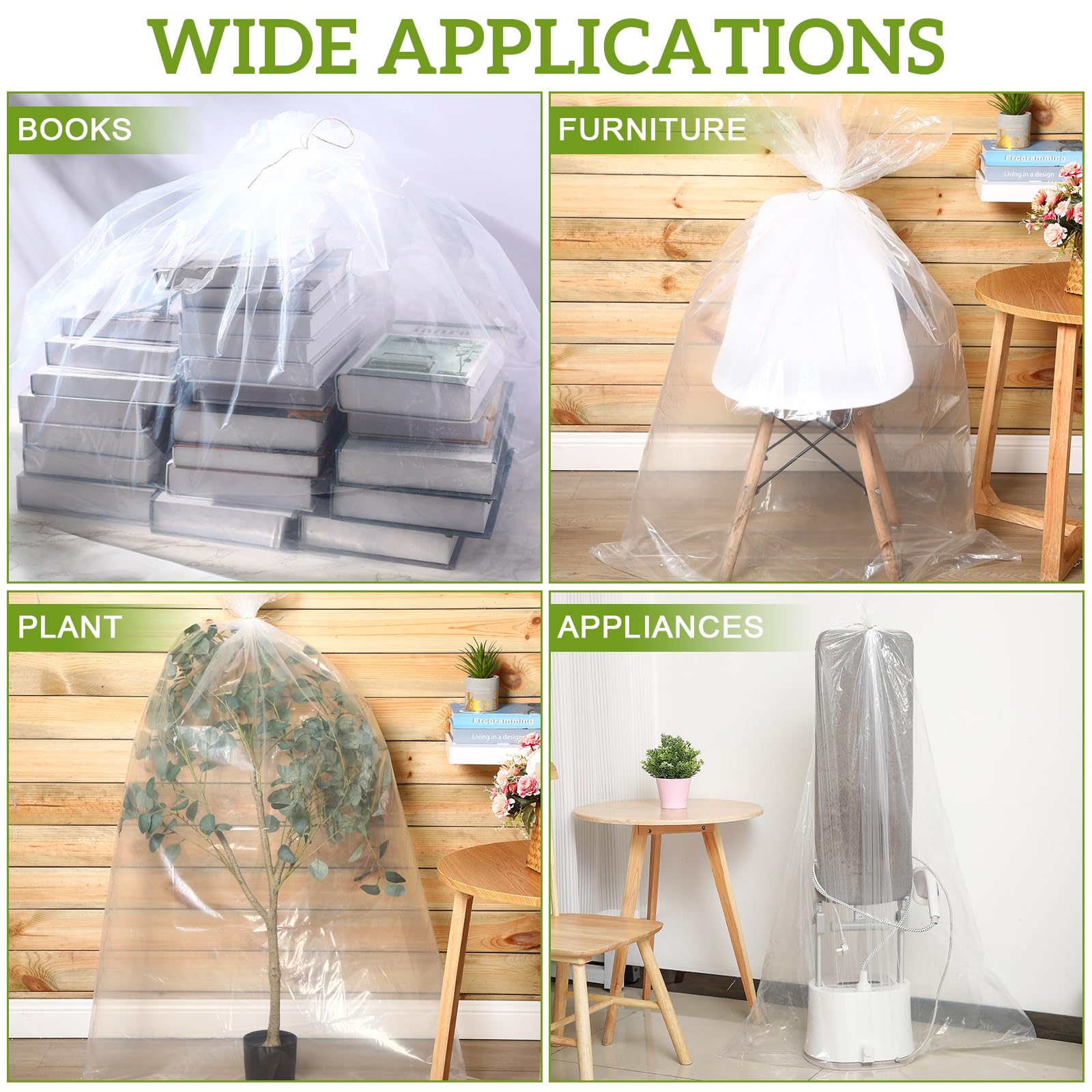 Fainne 10 Pack Extra Large Clear Plastic Storage Bags 55 x 67 Inch 3.94 Mils Giant Jumbo Moving Flat Plastic Storage Bags for Cl