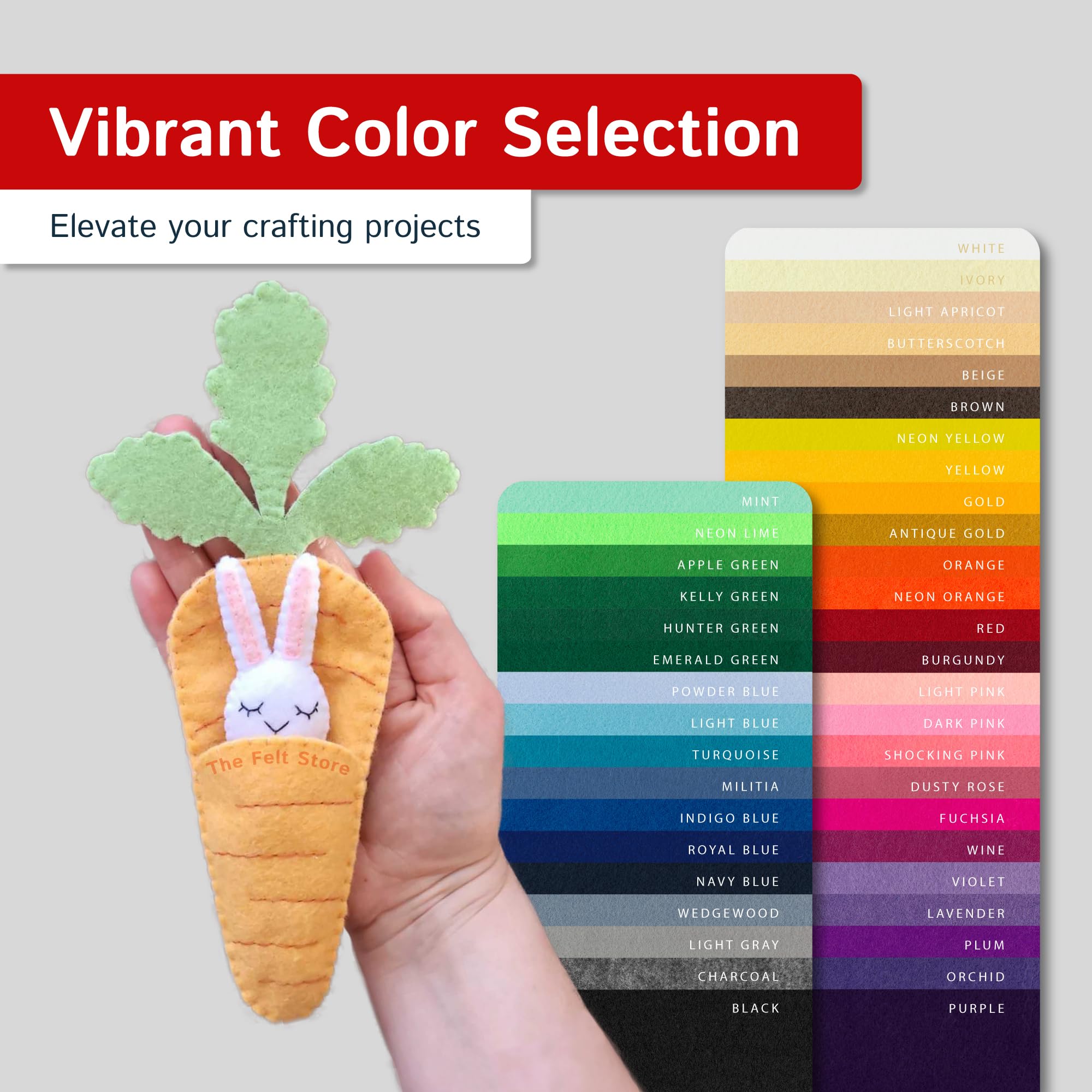 Craft Felt By The Yard 72 Wide X 50 Yd Long - Red