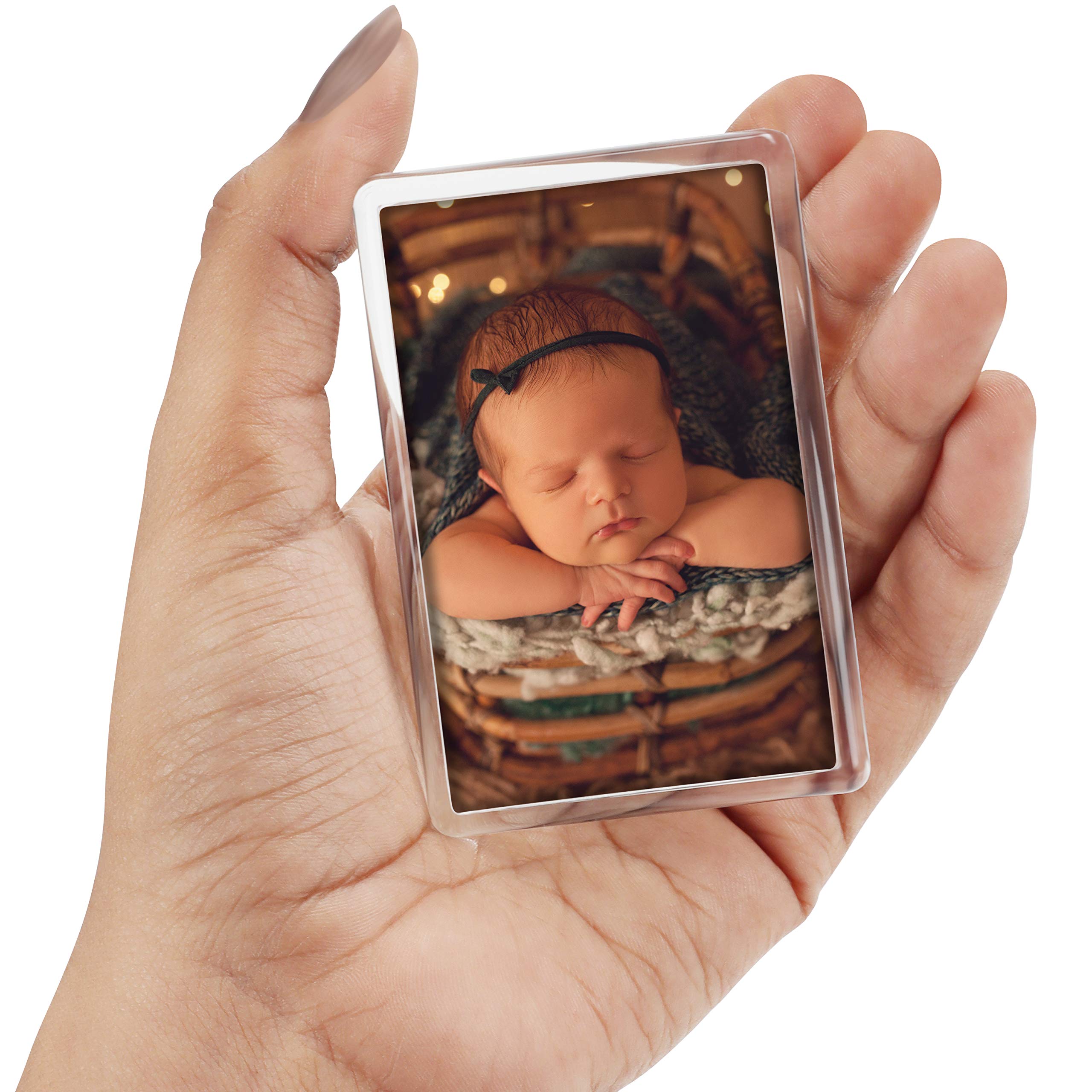 Kurtzy Blank Photo Frame Insert Fridge Magnets (50 Pack) - For Photos 7 X 4.5Cm (2.75 X 1.77 Inches) - Translucent Clear Acrylic