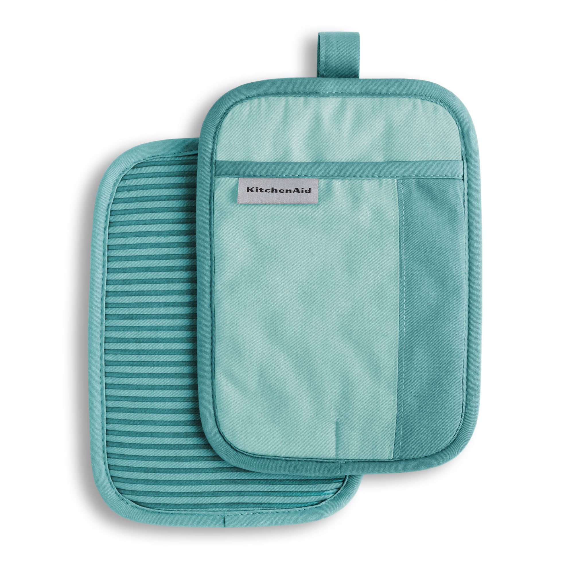 KitchenAid Beacon Two-Tone Non-Slip Pot Holder Set, Aqua Sky, 7x10, 2 Piece