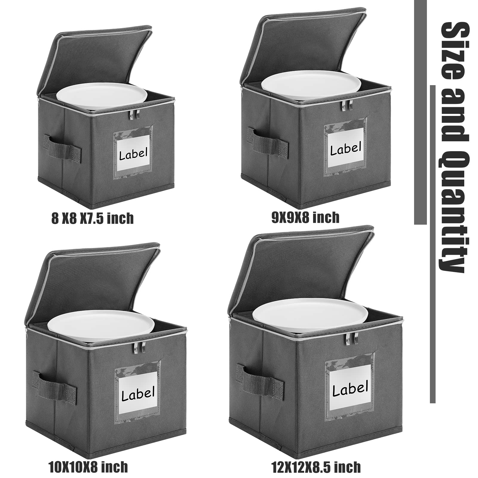 Karenhi 4 Pcs China Storage Containers Hard Shell, China Plate Storage Containers With Lid Stackable Platter Storage For Dishes