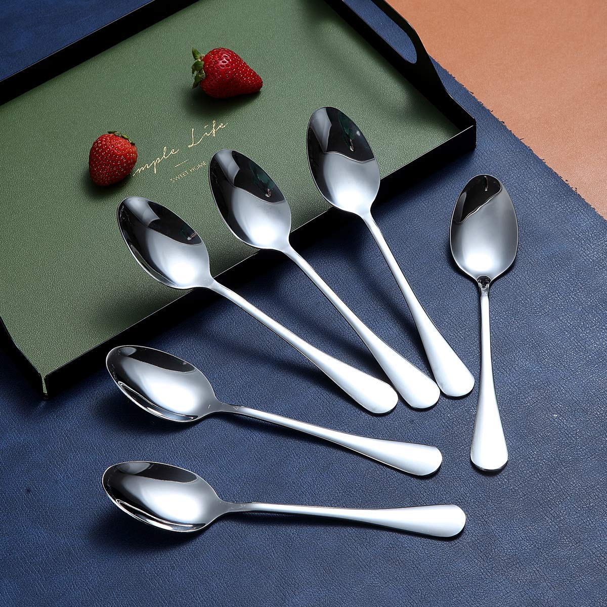 Berglander Teaspoons 6.5'' Set Of 6, Stainless Steel Shiny Polish Tea Spoons Silverware, Tea Spoon Small Dessert Spoon Teaspoon
