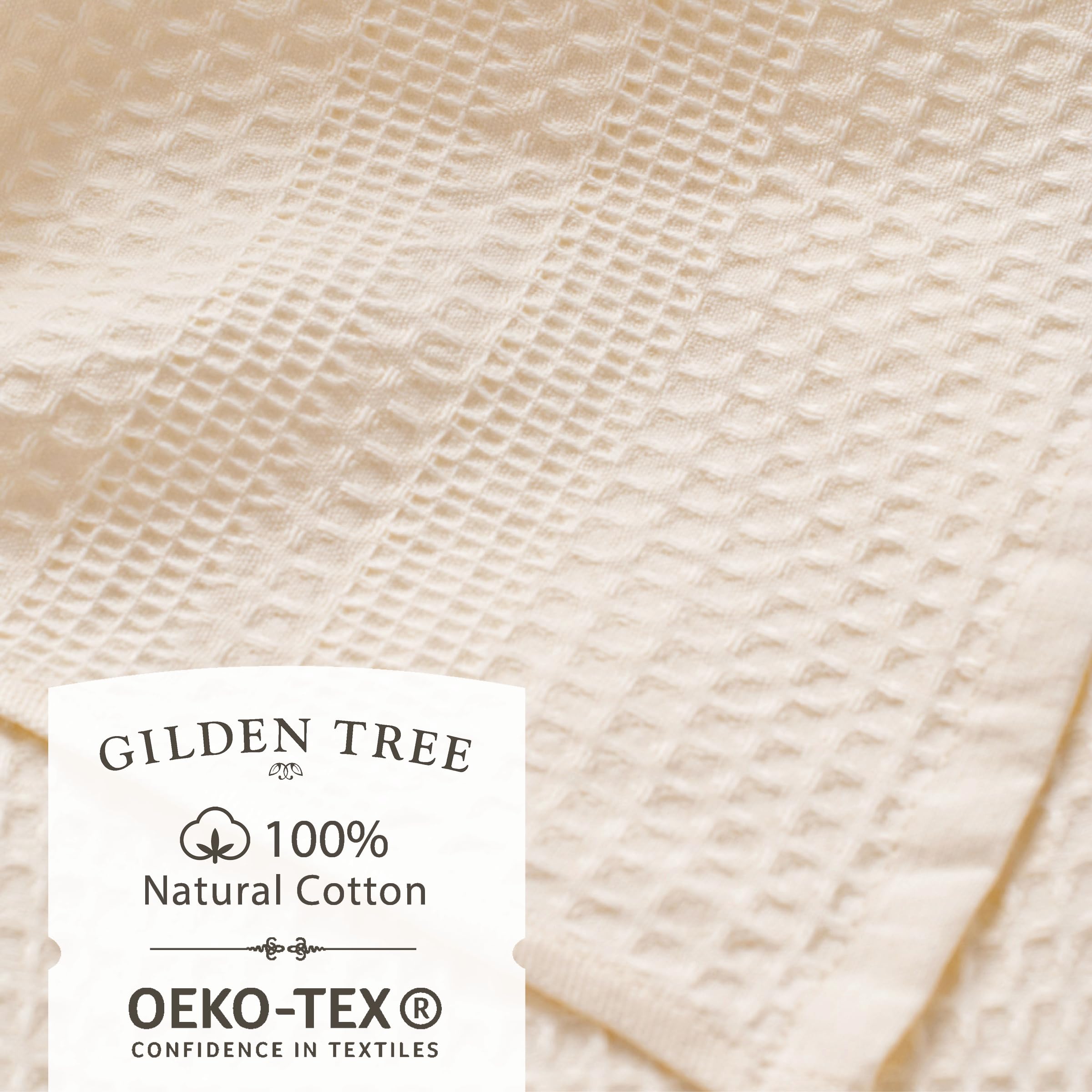 Gilden Tree Waffle Towel Set Quick Dry Thin | 2 Bath Towels | 2 Hand Towels | 2 Washcloths, Classic Style (Cream)