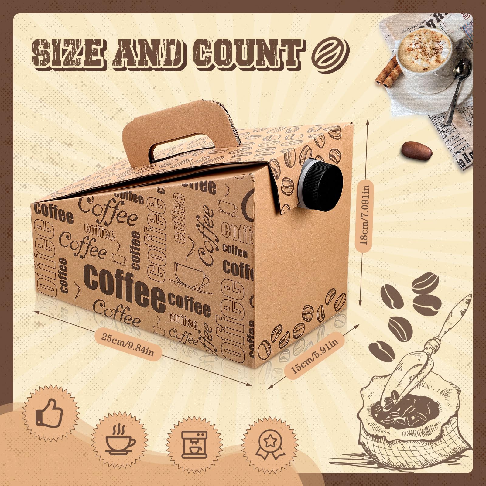Resholder 30 Pack Coffee Boxes For Catering Coffee To Go Container Disposable Coffee Dispenser Insulated 96/135Oz Coffee Box Por