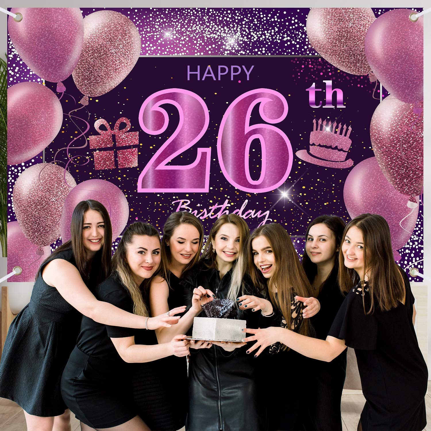 26Th Birthday Decorations For Girls Imisi Happy Birthday Banner Pink Decorations For A Party Birthday Backdrop For Women