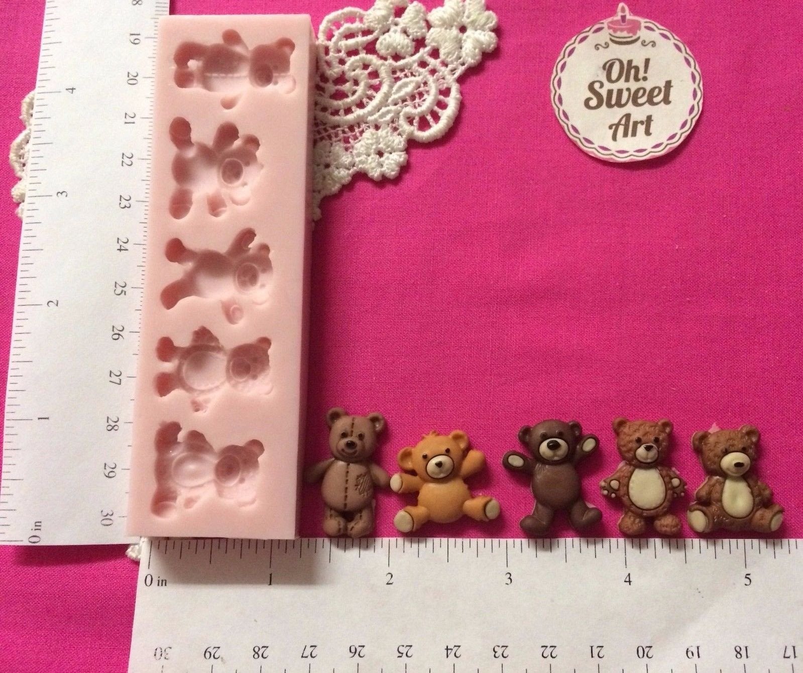 Sweet Bears, Teddy Bears, Animals, (Measurements Second Picture/No Returns) Silicone Mold By Oh! Sweet Art