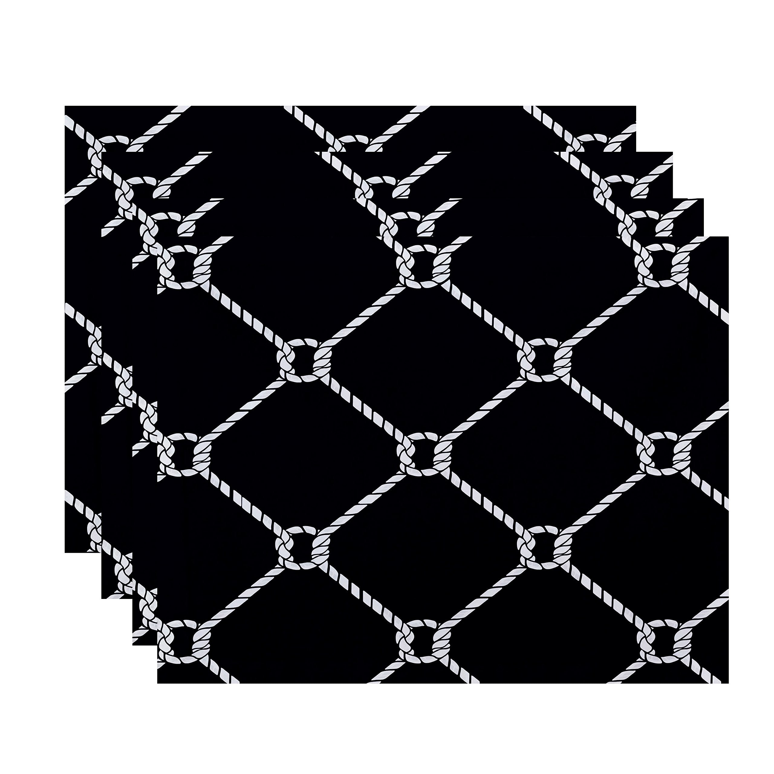E By Design Pt4Gn410Bl14 18X14 Ahoy, Geometric Print Placemat, Navy Blue