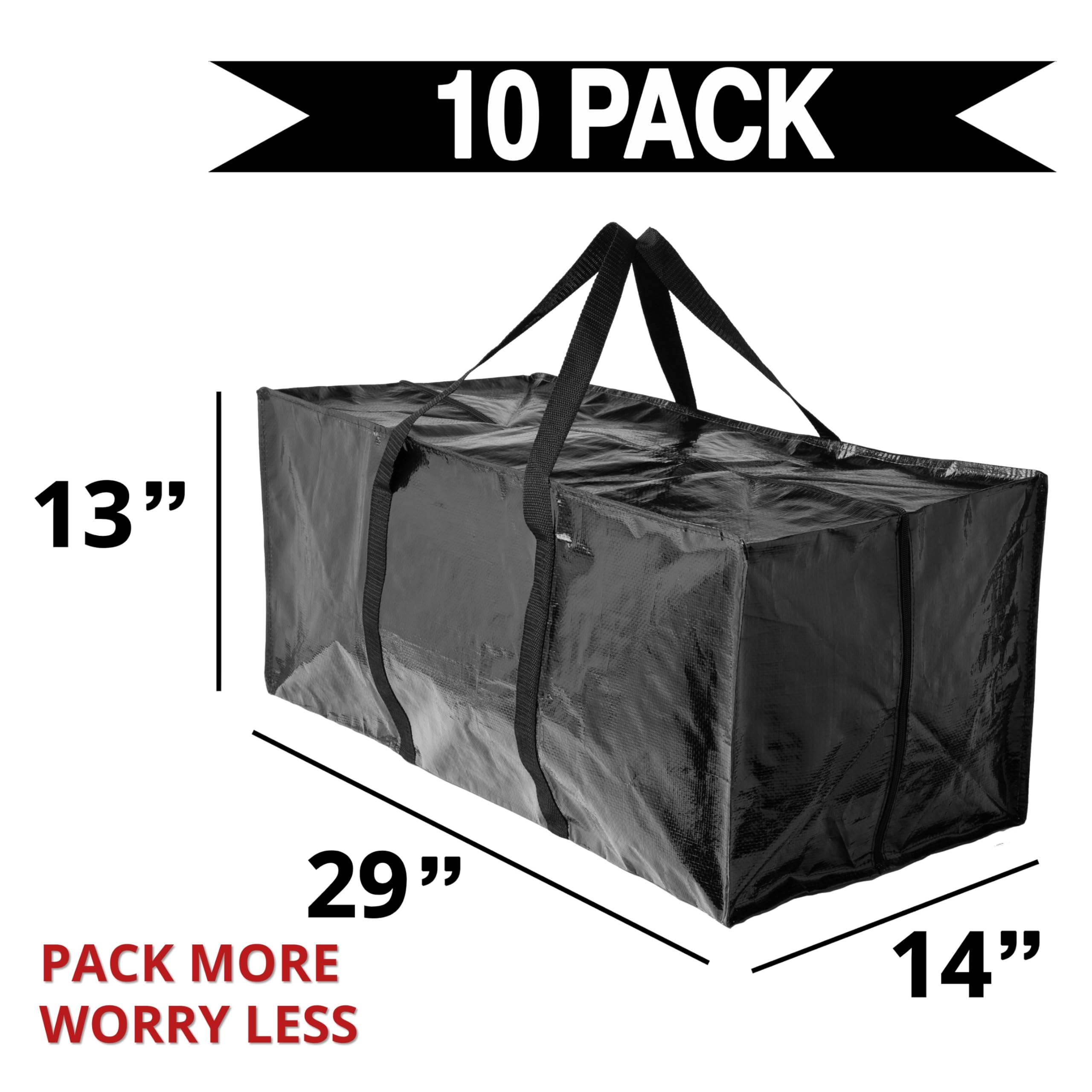 BAG-THAT! 10 Moving Bags  Heavy Duty Extra Large Stronger Handles Wrap Around bag Storage Totes Zippered Reusable Moving Supplies Clothes Attic Sports Garage Travel College