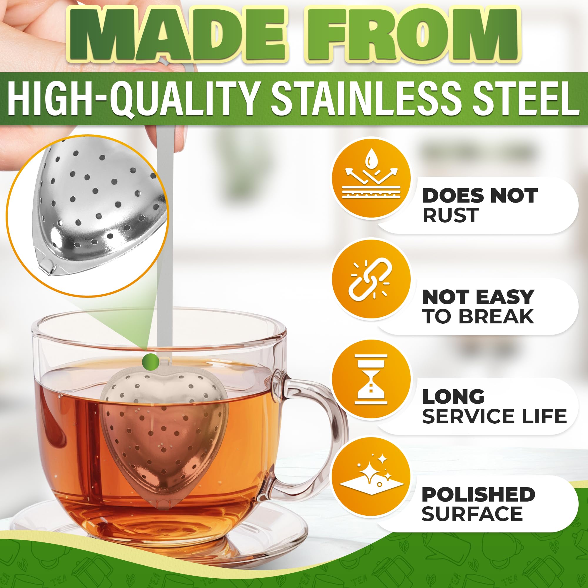 10Pcs Tea Strainers For Loose Tea Spoon - Heart Tea Steeper Tea Filter Fine Mesh Strainer Stainless Steel Tea Diffuser Tea Infus