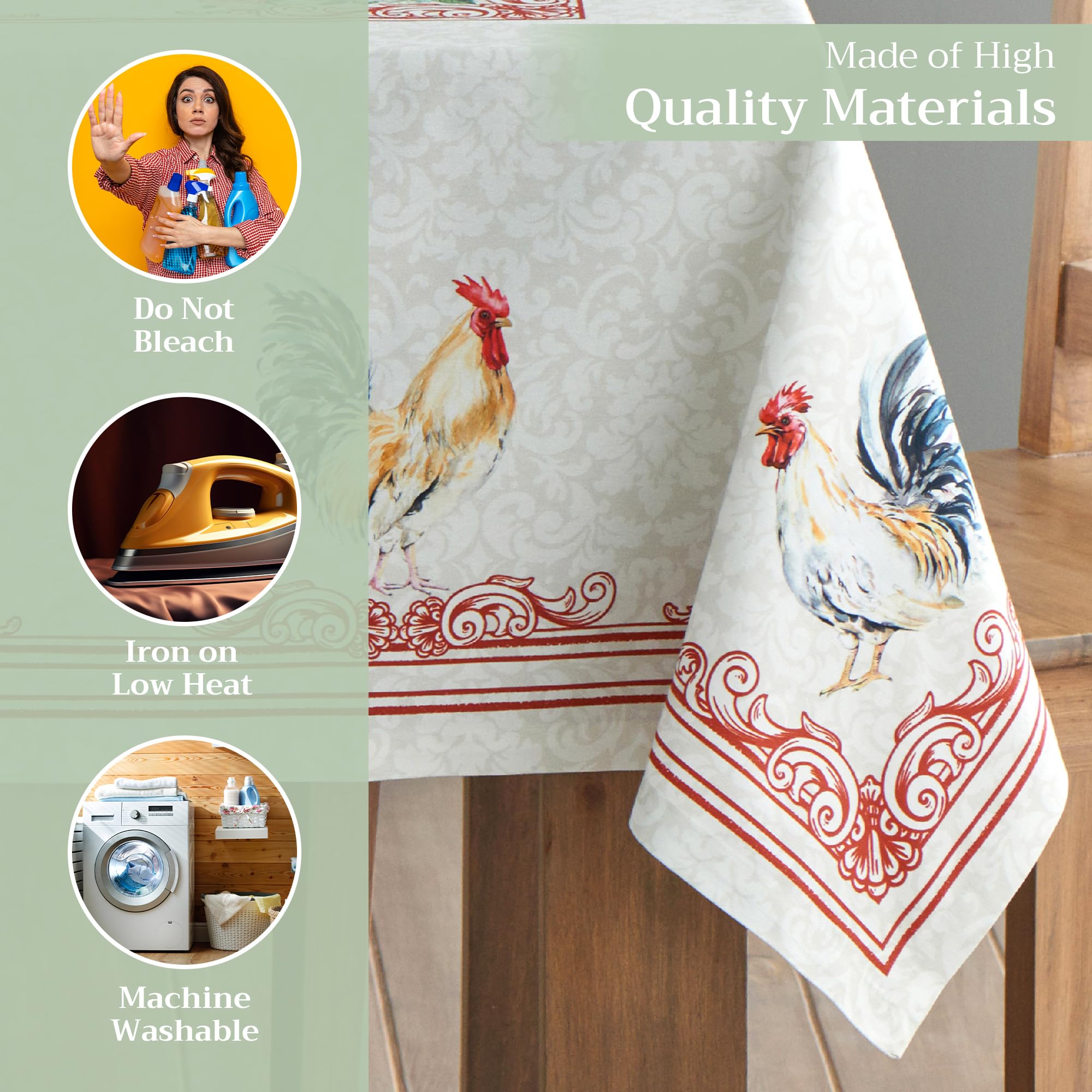 Maison D' Hermine Tablecloth 100% Cotton 60X90 Washable Rectangle Table Cover Decorative Tablecloths For Dining, Buffet Part
