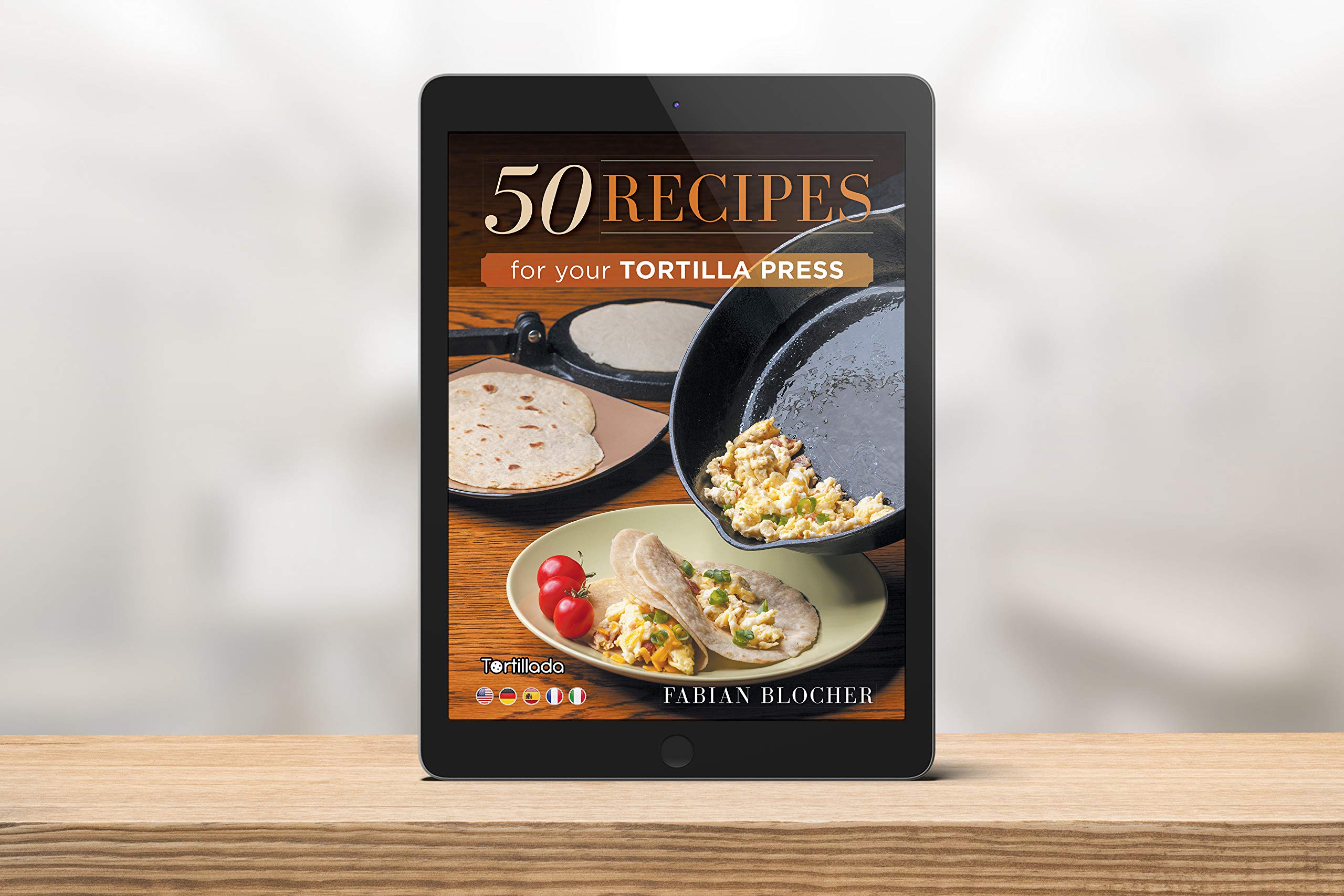 Tortillada - 10 Inch Tortilla Press + Parchment Paper (100 Pcs) - Pre-Seasoned Cast Iron With Recipes E-Book