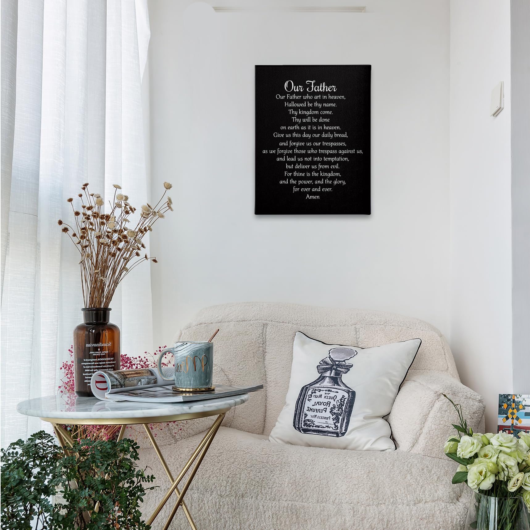 Phamte Our Father Prayer Wall Art, Christian The LordS Prayer Wall Decor, Inspirational Quotes Bible Verse Scripture Print Fram