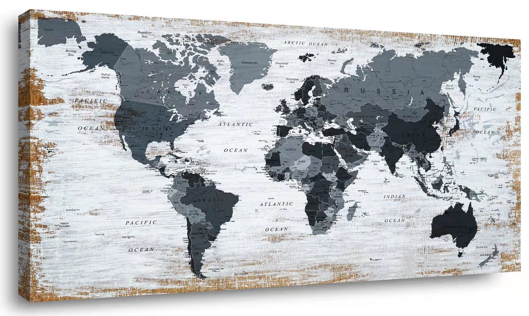 World Map Canvas Wall Art Decor Black Wall Decor Office World Map Wall Art World Pictures For Living Room Wall Decoration Map Pi