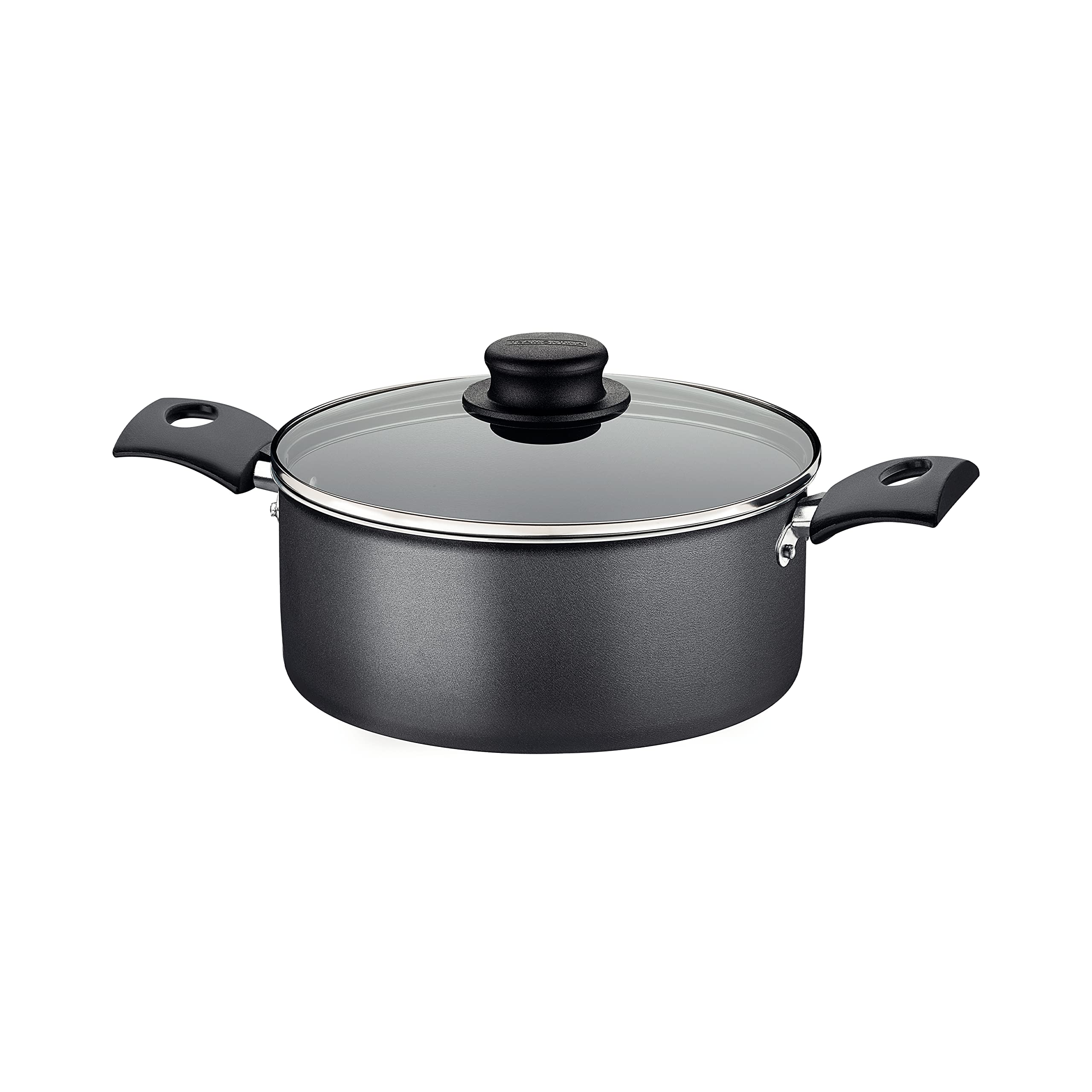Tramontina 20261/620 TwoHandled Pot, Casserole Trim, 7.9 inches (20 cm), Aluminum, NonStick, Fluorine Coating, Glass Lid, Ligh