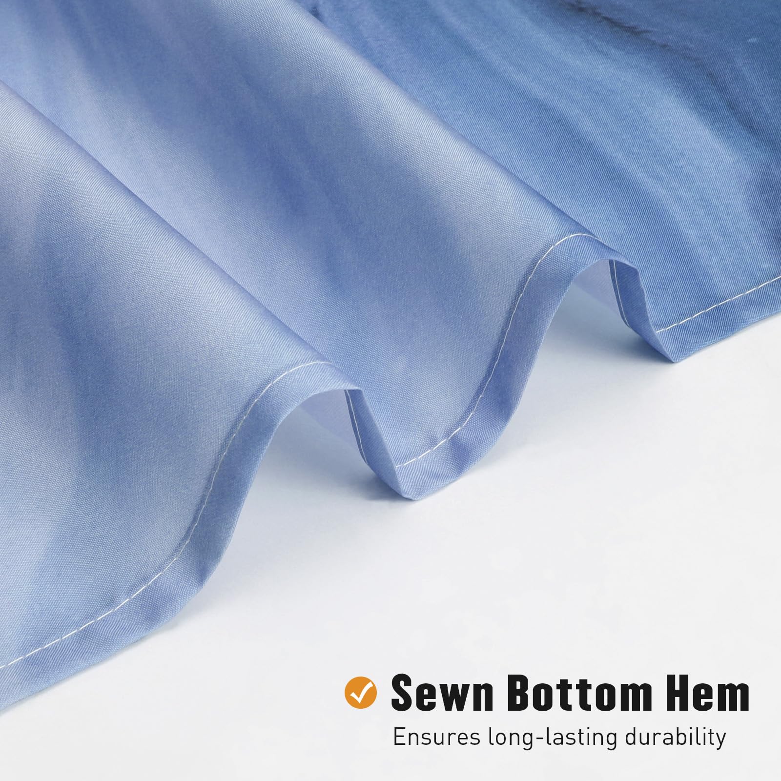 Mitovilla Navy Blue Marble Extra Long Shower Curtain Set 72 X 84, Modern Ombre 84 Inch Xl Shower Curtains For Chic Bathroom Deco