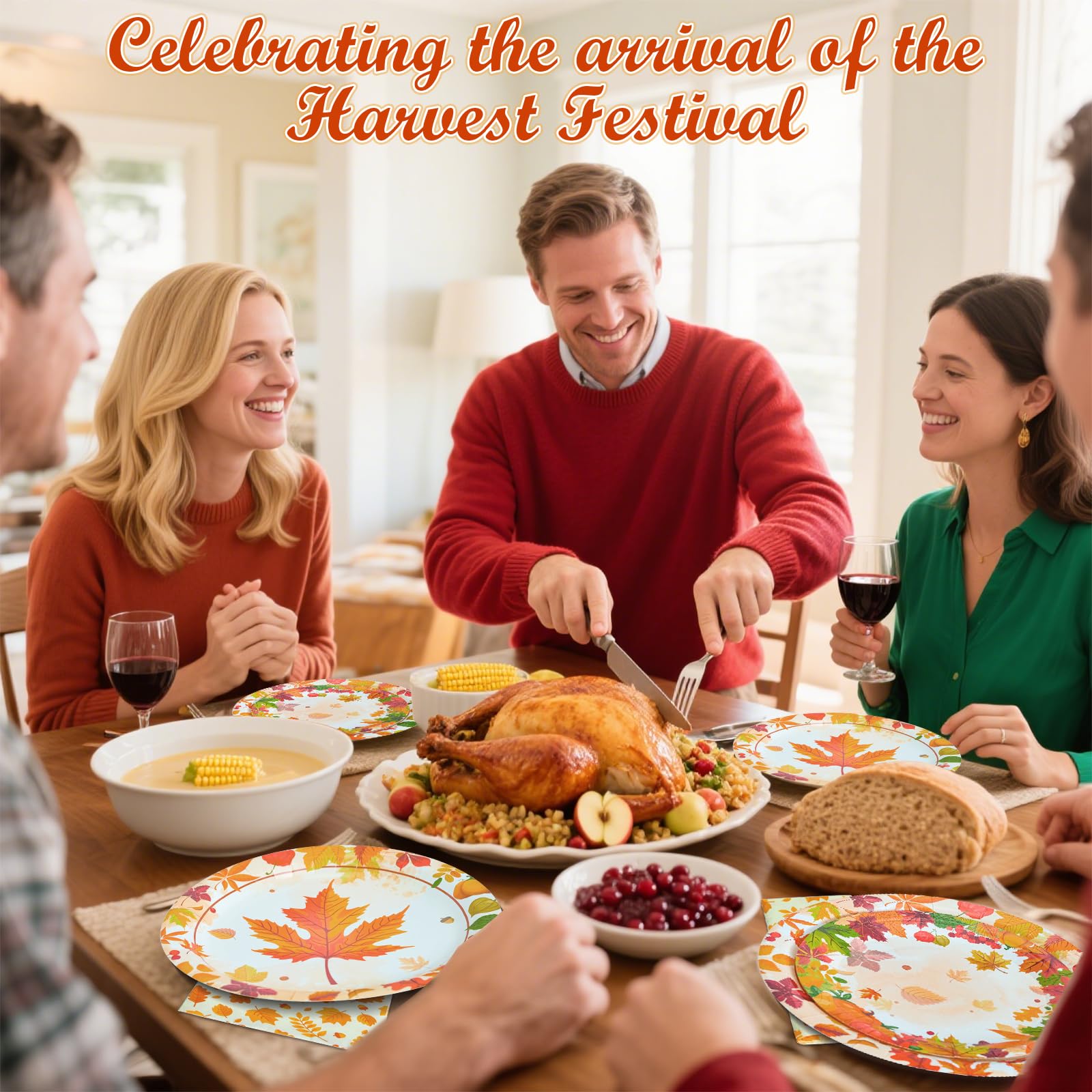 180Pcs Thanksgiving Paper Plates and Napkins Sets,Fall Plates and Napkins Disposable Fall Party Supplies for Thanksgiving Autumn