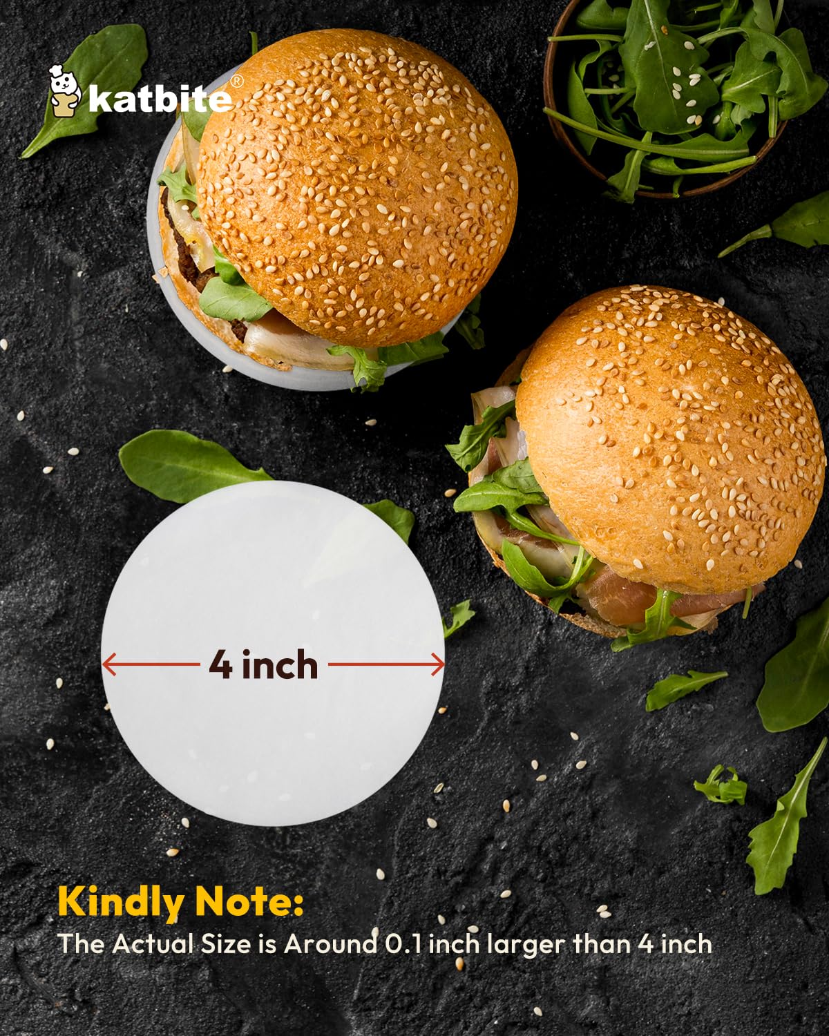 Katbite 4 Inch 400Pcs Parchment Paper Rounds, Round Parchment Paper For Cake Baking, Air Fryer Liners, Freezing, Tortilla Press(