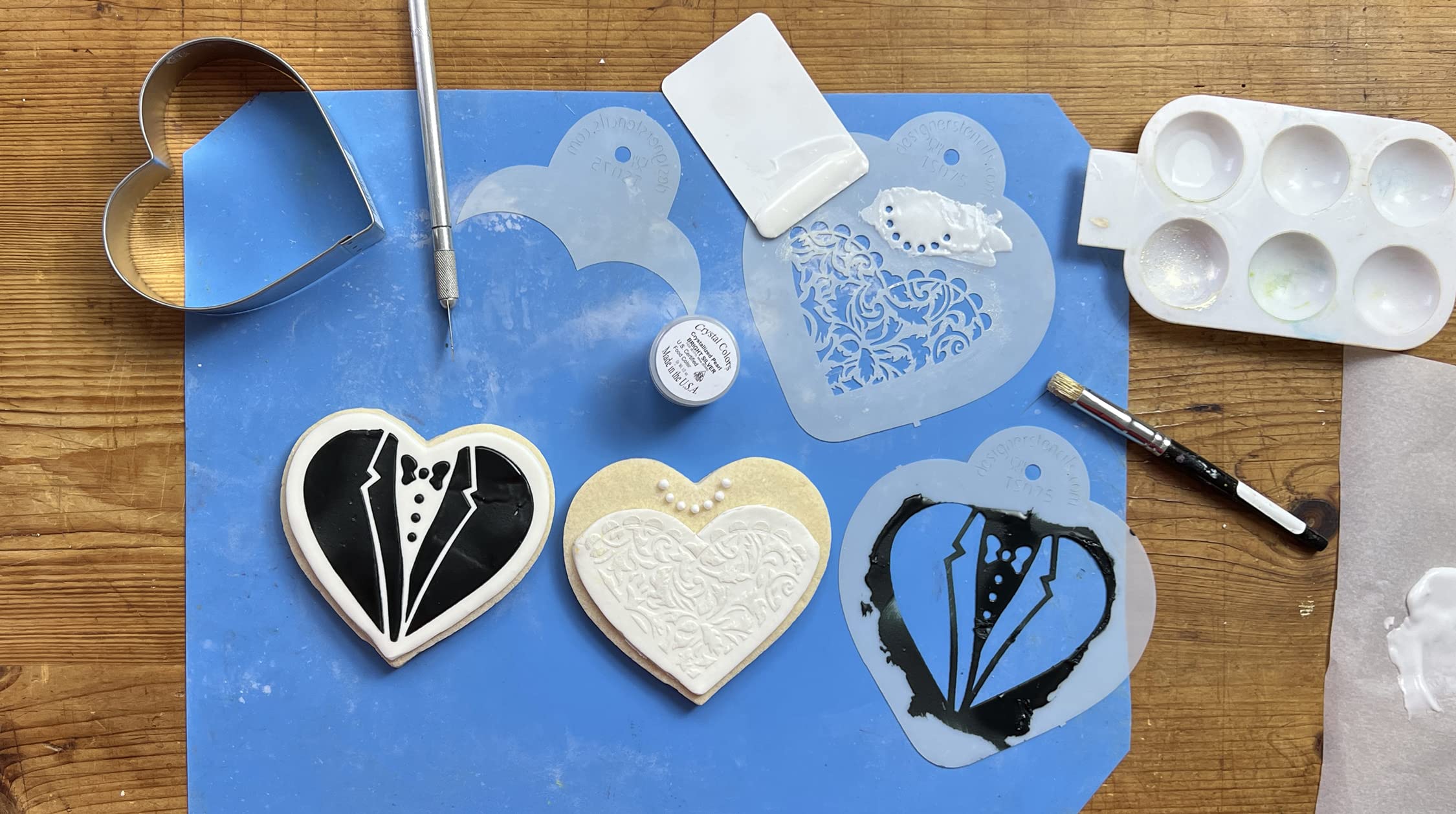 Bride & Groom Cookie Cutter & Stencil Set | For Anniversary/Bridal/Engagement | Stencil Cake Decorating Bridal Shower | Ts075 By