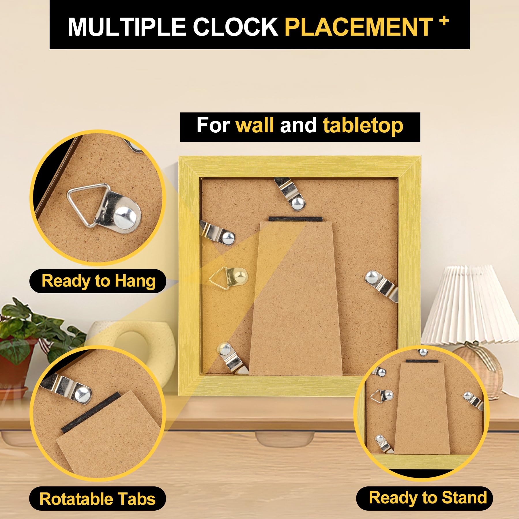 TOFOREVO Picture Frames 6x6 Set of 2 Distressed Gold Wood Grain Photo Frame for Gallery Wall Mounting or Tabletop Display