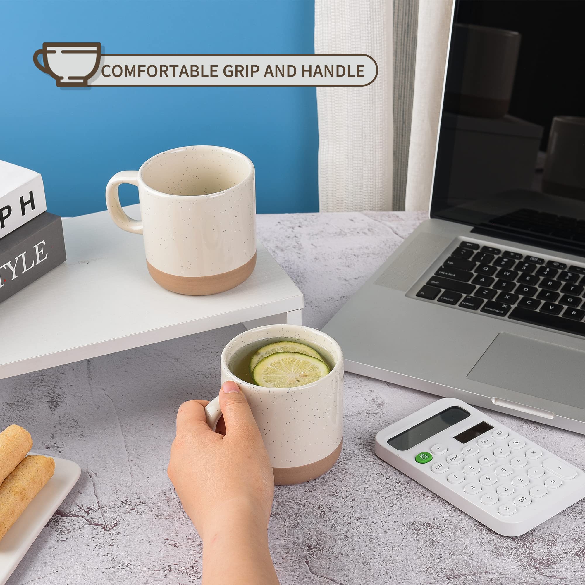 Bycnzb 12Oz Coffee Mug Set For 6, Tea Cups With Handle For Coffee, Tea, Cocoa, Milk (Cream)