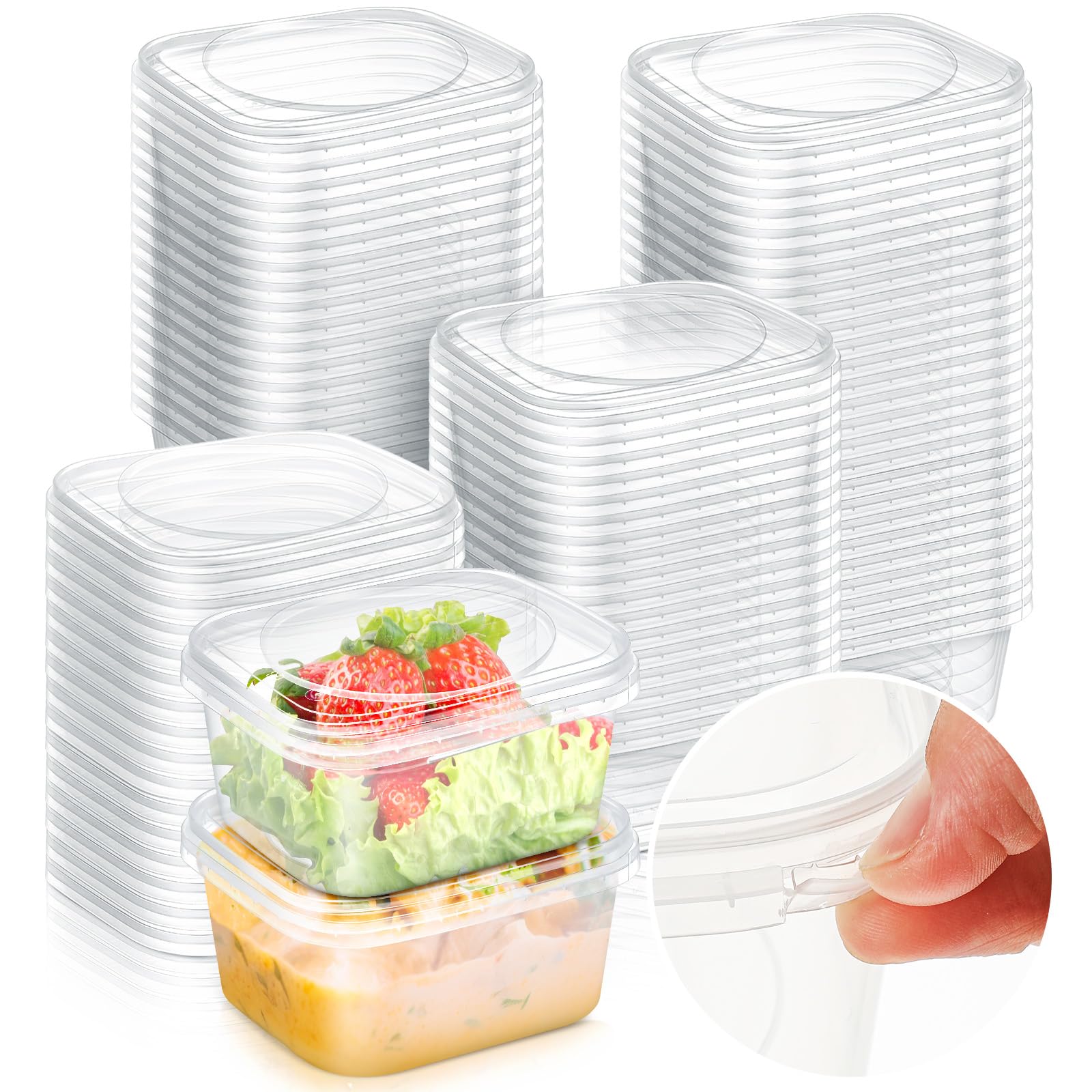 Yiyiring 50 Pack 28 oz Tamper Proof Clear Deli Containers with Lid Disposable Square Plastic Deli Sandwich Tiramisu Airtight Mea