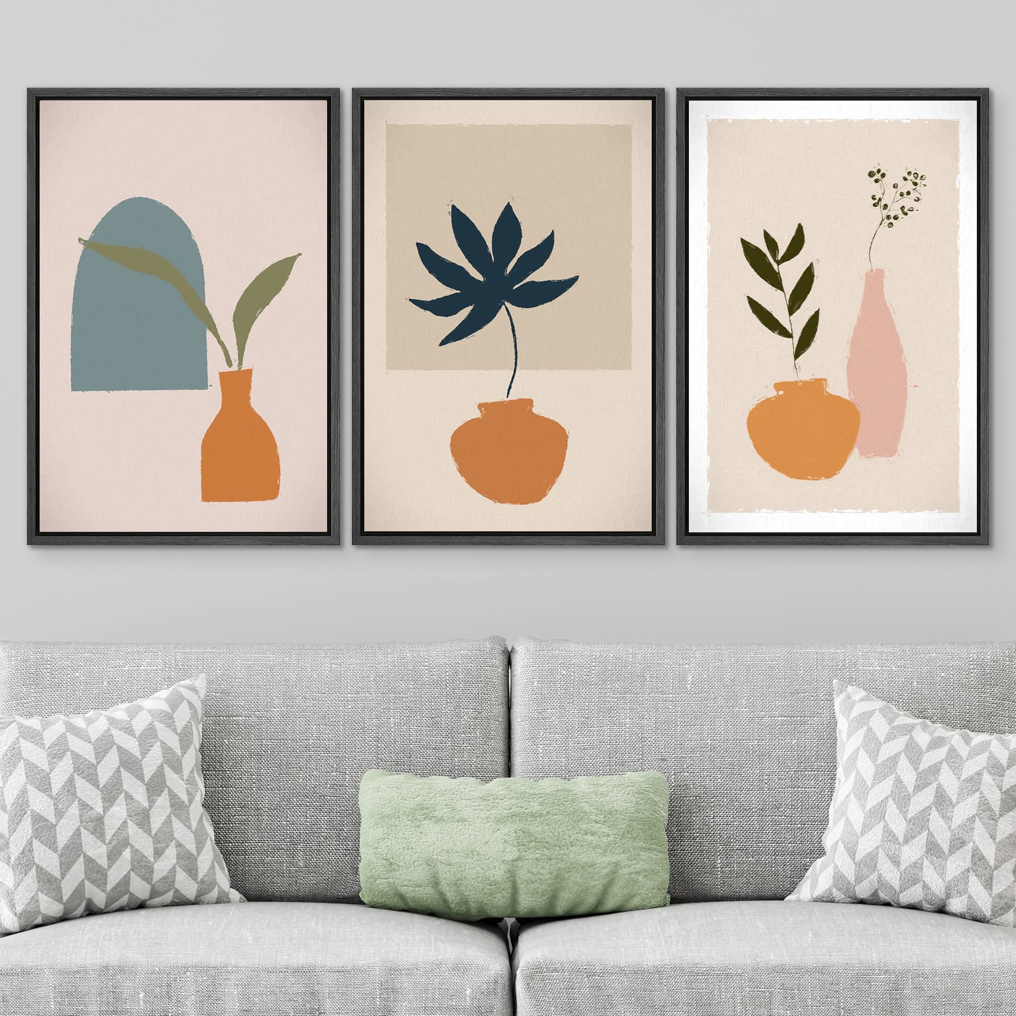 Signwin 3 Piece Framed Canvas Wall Art Illustration Canvas Prints Home Artwork Decoration For Living Room,Bedroom - 16''X24''X3