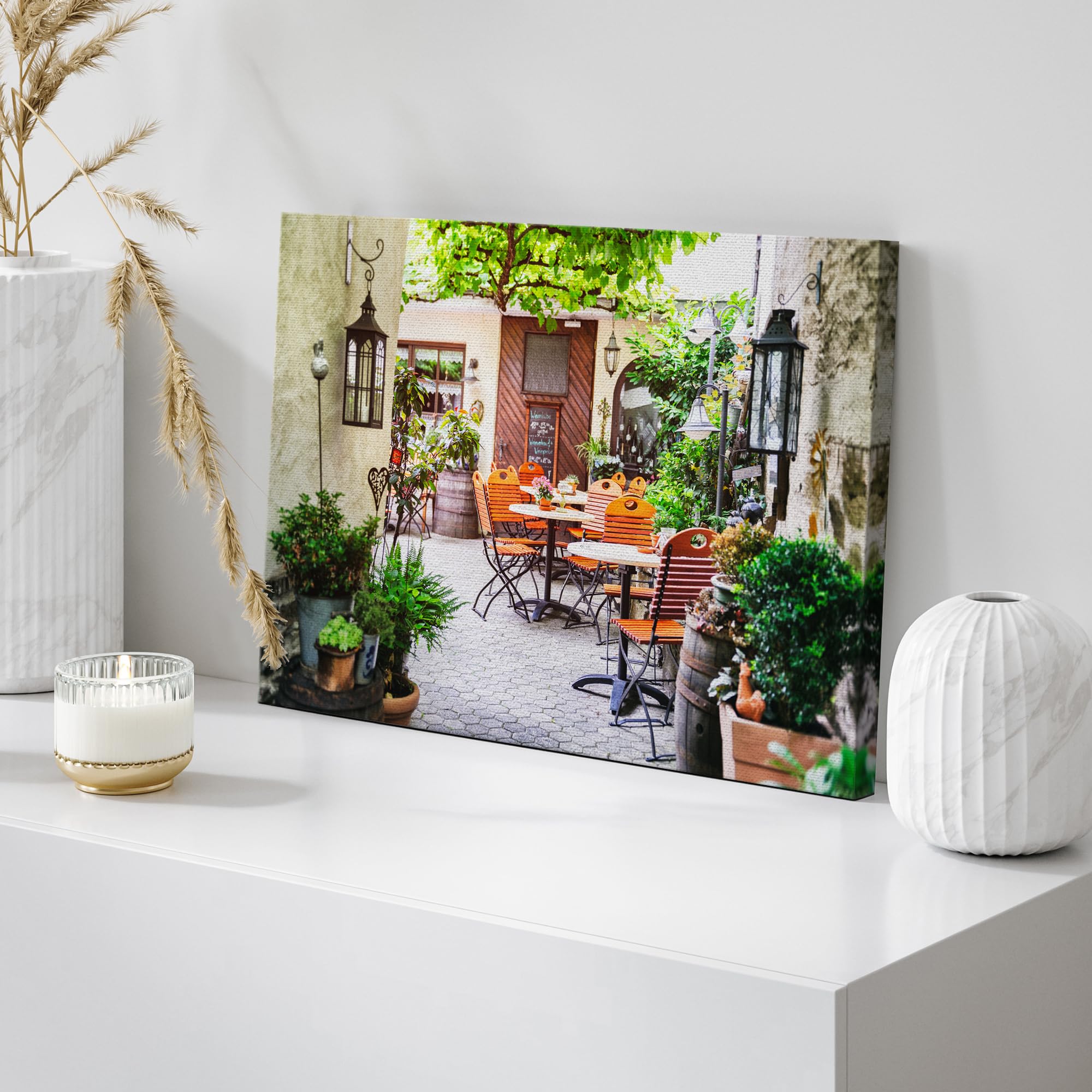 Wall26 Canvas Print Wall Art European Cafe Restaurant Terrace Patio Food Cityscape Photography Modern Art Rustic Scenic Relax/Ca