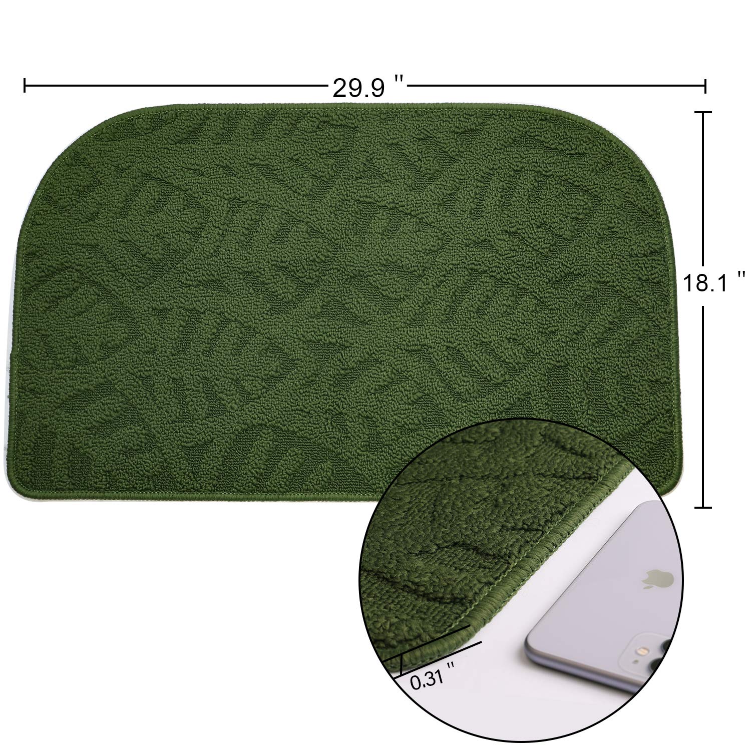 Toonow Indoor Doormat Front Door Mat,30''X18'', Low-Profile Machine Washable Kitchen Rug, Absorbent Mud Half Round Entrance Mat