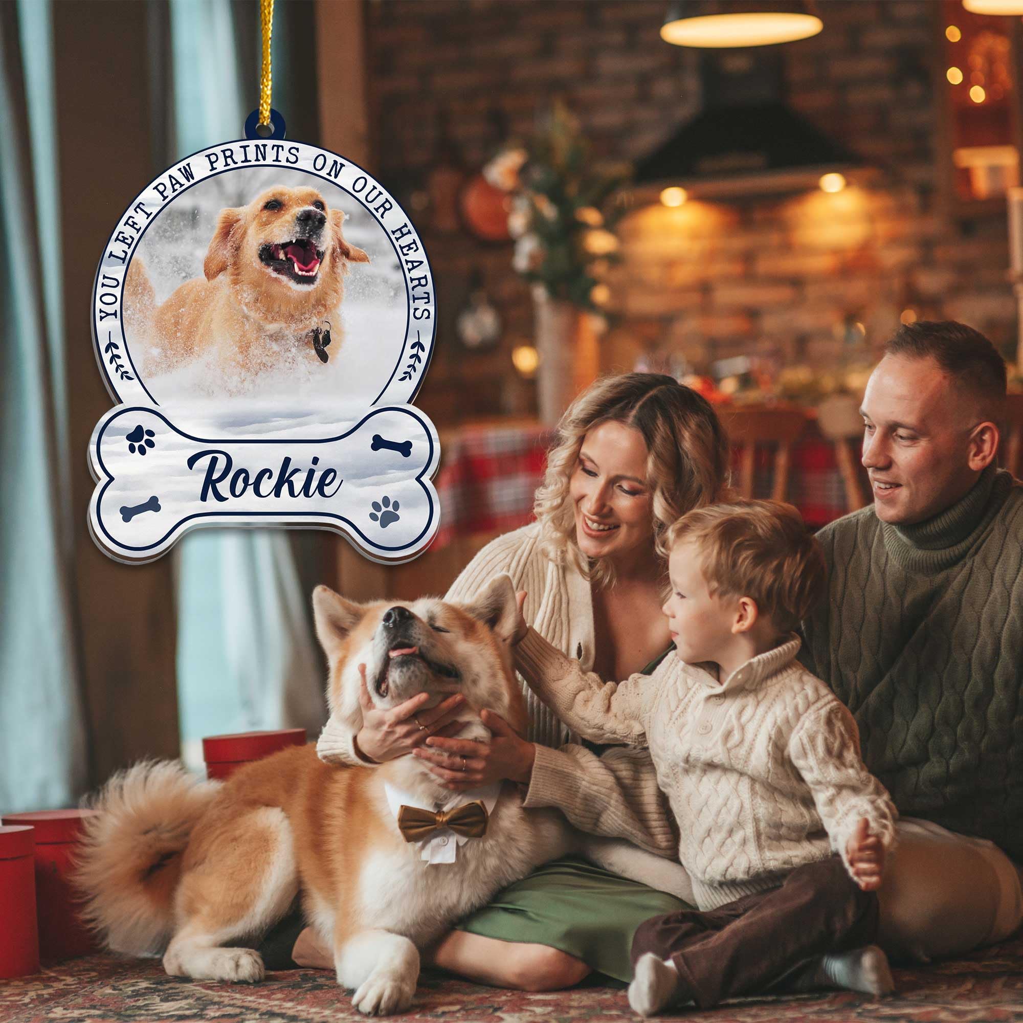 Custom Dog Photo Ornament 2025 - Personalized Pet Memorial Christmas Ornament - Forever in Our Hearts, Remembrance, in Memory Gi